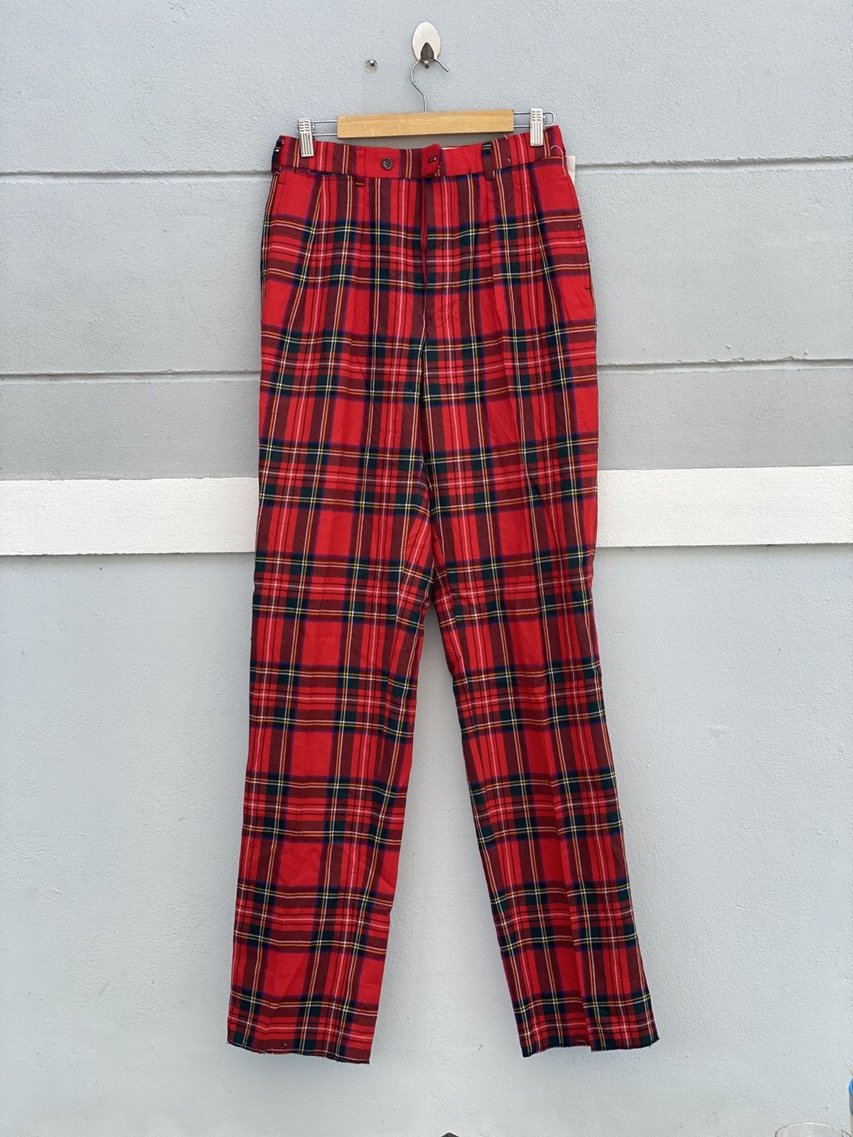 Other Vintage Y2K Plaid Tartan Trousers | Red Black High Rise Size US 30 / EU 46 - 1 Thumbnail