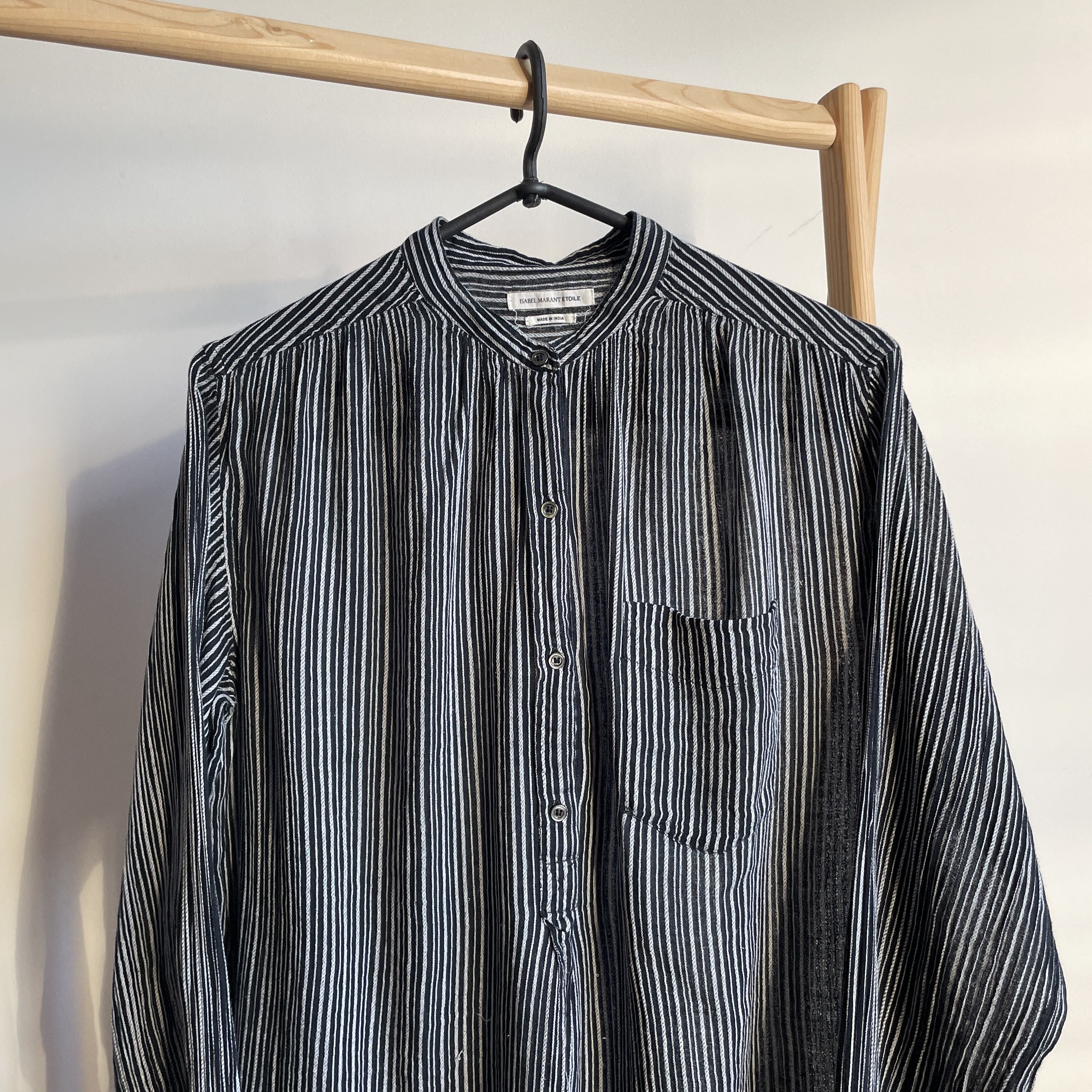 Isabel Marant Etoile Isabel Marant Etoile Collarless Striped Grandad Blouse Size XS / US 0-2 / IT 36-38 - 3 Thumbnail