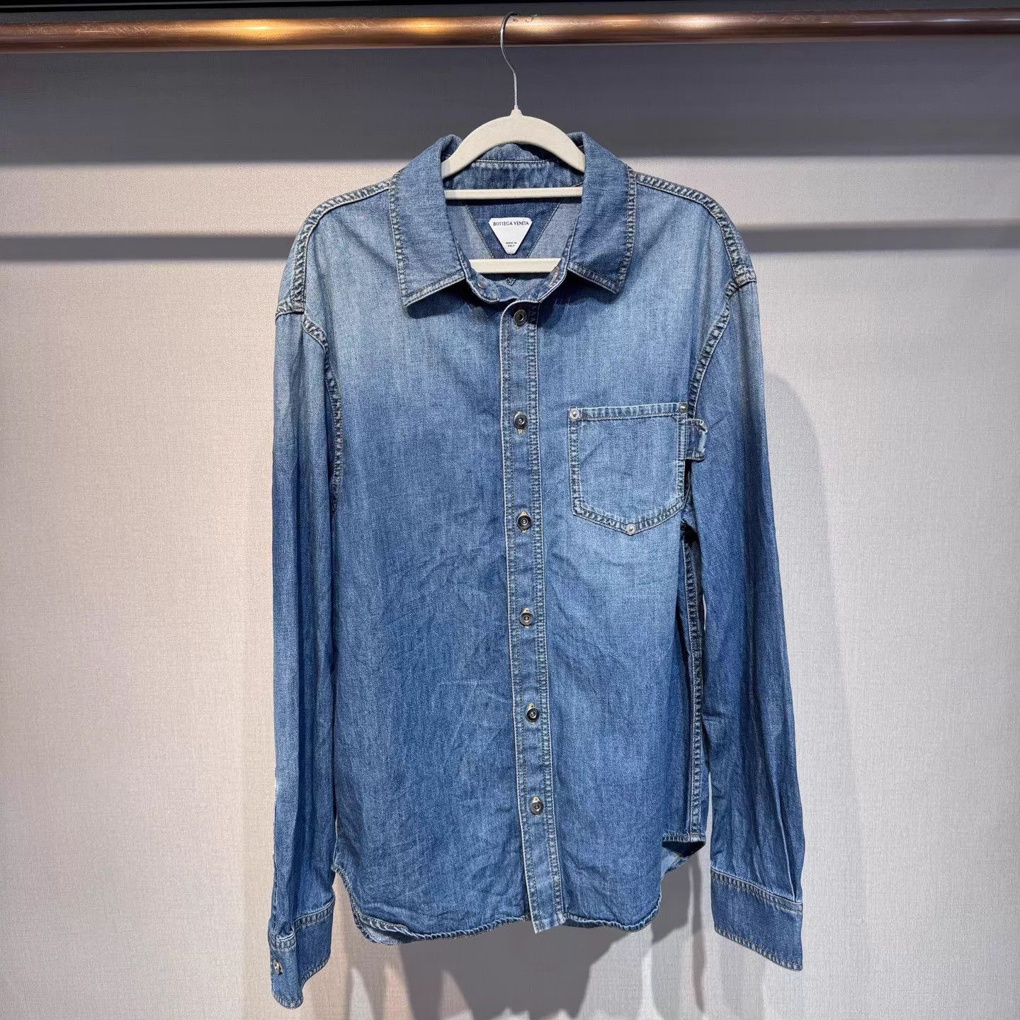 Bottega Veneta Washed Blue Denim Shirt 48 99 New