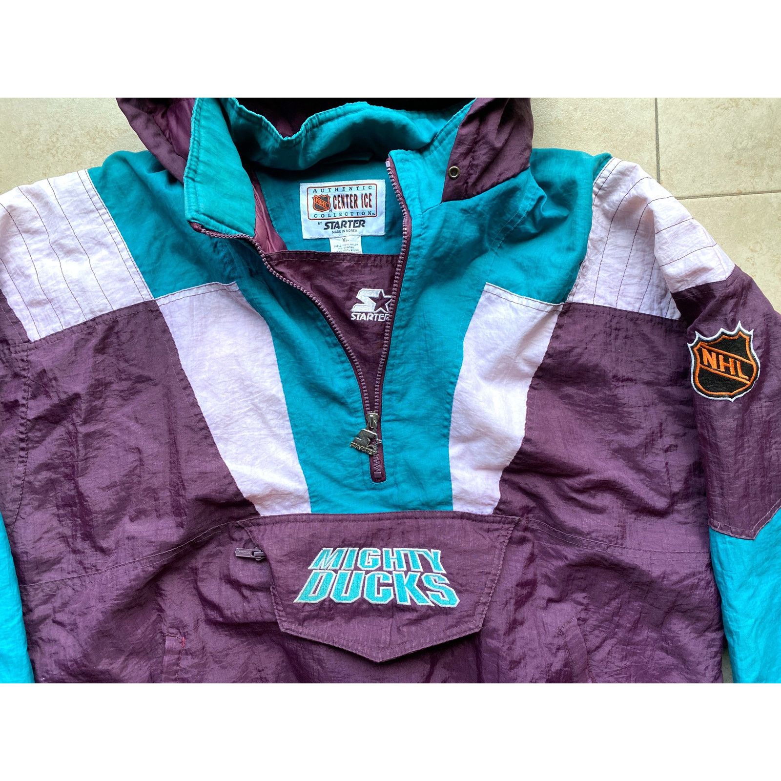NHL × Starter Anaheim Mighty Ducks 90s STARTER puffer Pullover XL NHL vtg Size US XL / EU 56 / 4 - 1 Thumbnail