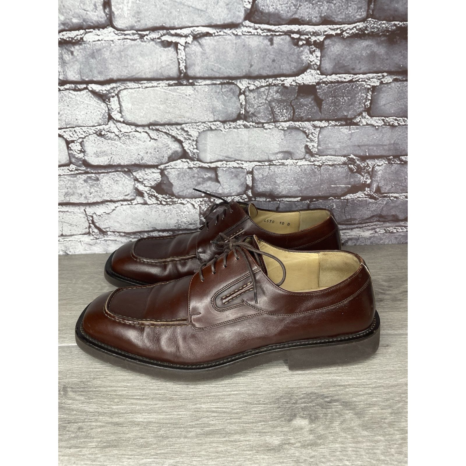 Principe PRINCIPE Brown Leather Square Toe XL Light Oxfords Lace Shoe Size US 10 / EU 43 - 12 Thumbnail