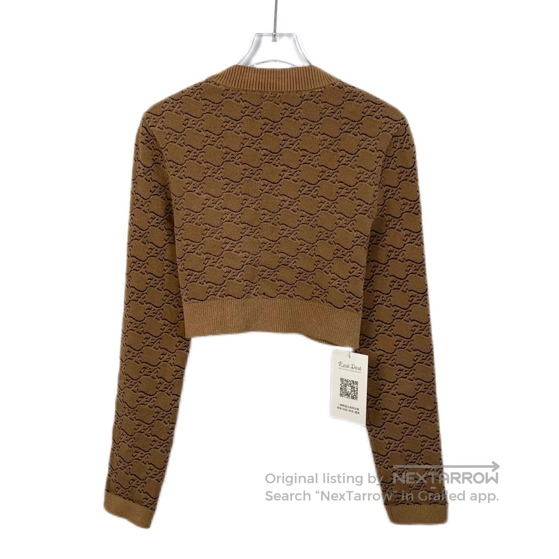 Fendi fendi brown patterned v-neck knit cardigan. Size US M / EU 48-50 / 2 - 2 Thumbnail