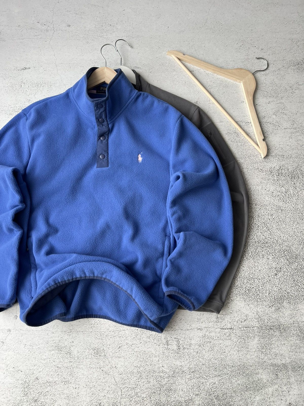 Polo Ralph Lauren 💙 Ralph Lauren Blue Fleece Pullover Pockets M Rare Size US M / EU 48-50 / 2 - 2 Thumbnail