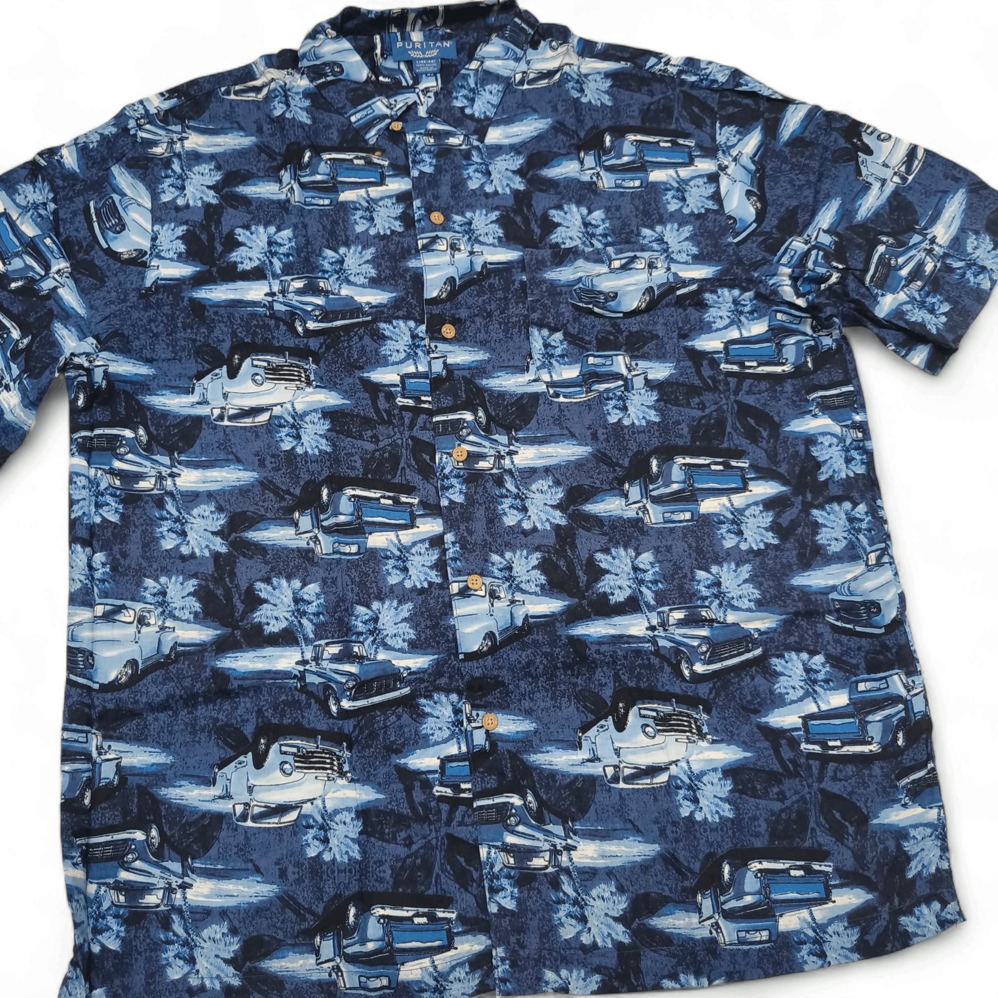 Puritan Puritan Chevy Print Rayon Hawaiian Aloha Shirt Large Size US L / EU 52-54 / 3 - 2 Thumbnail