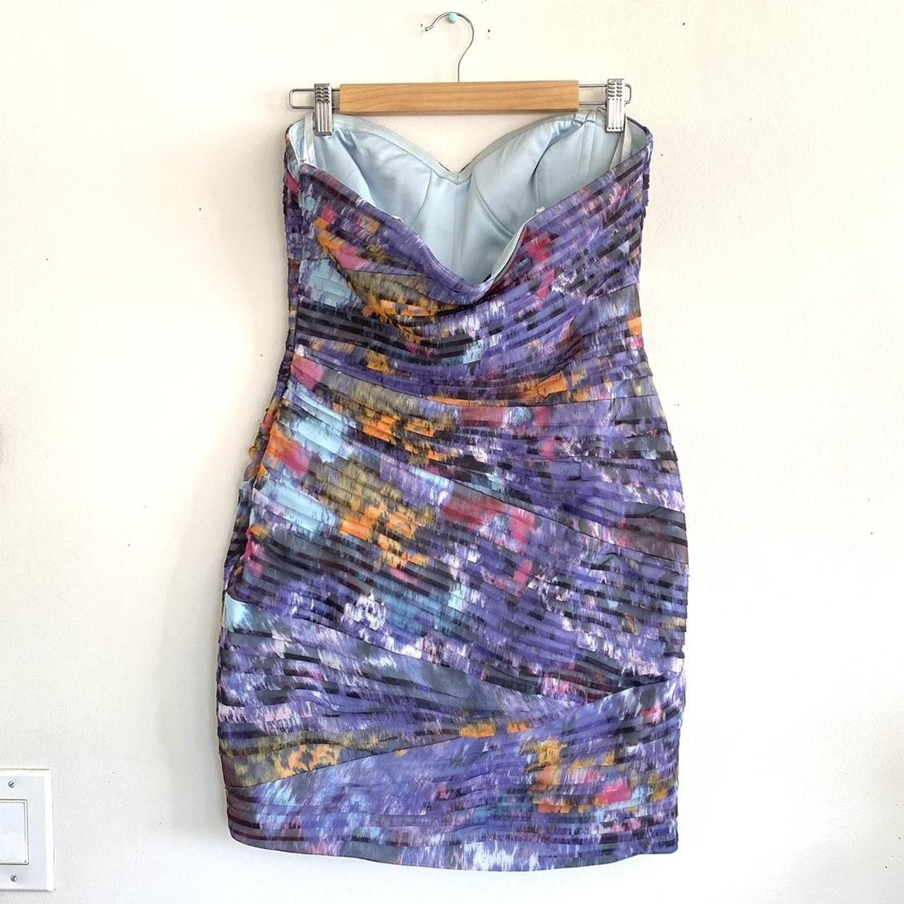 Bcbgmaxazria BCBGMAXAZRIA PURPLE WOMENS 10 STRAPLESS MINI DRESS Size L / US 10 / IT 46 - 3 Thumbnail
