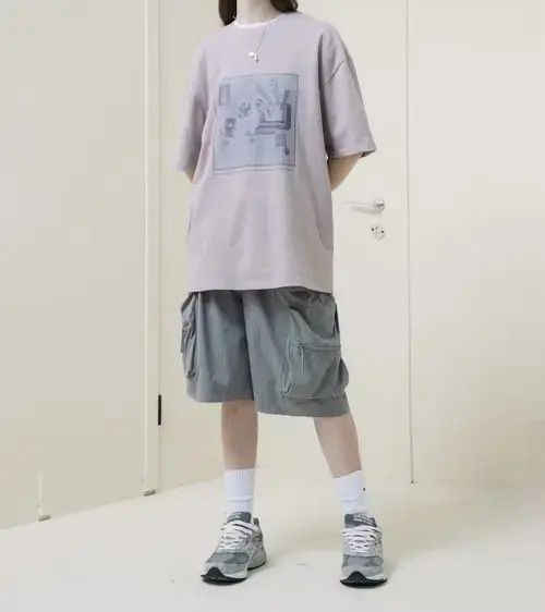 Jean 21 Indigo Union Japan Light Grey Multi Pockets Worker Shorts Size US 32 / EU 48 - 3 Thumbnail