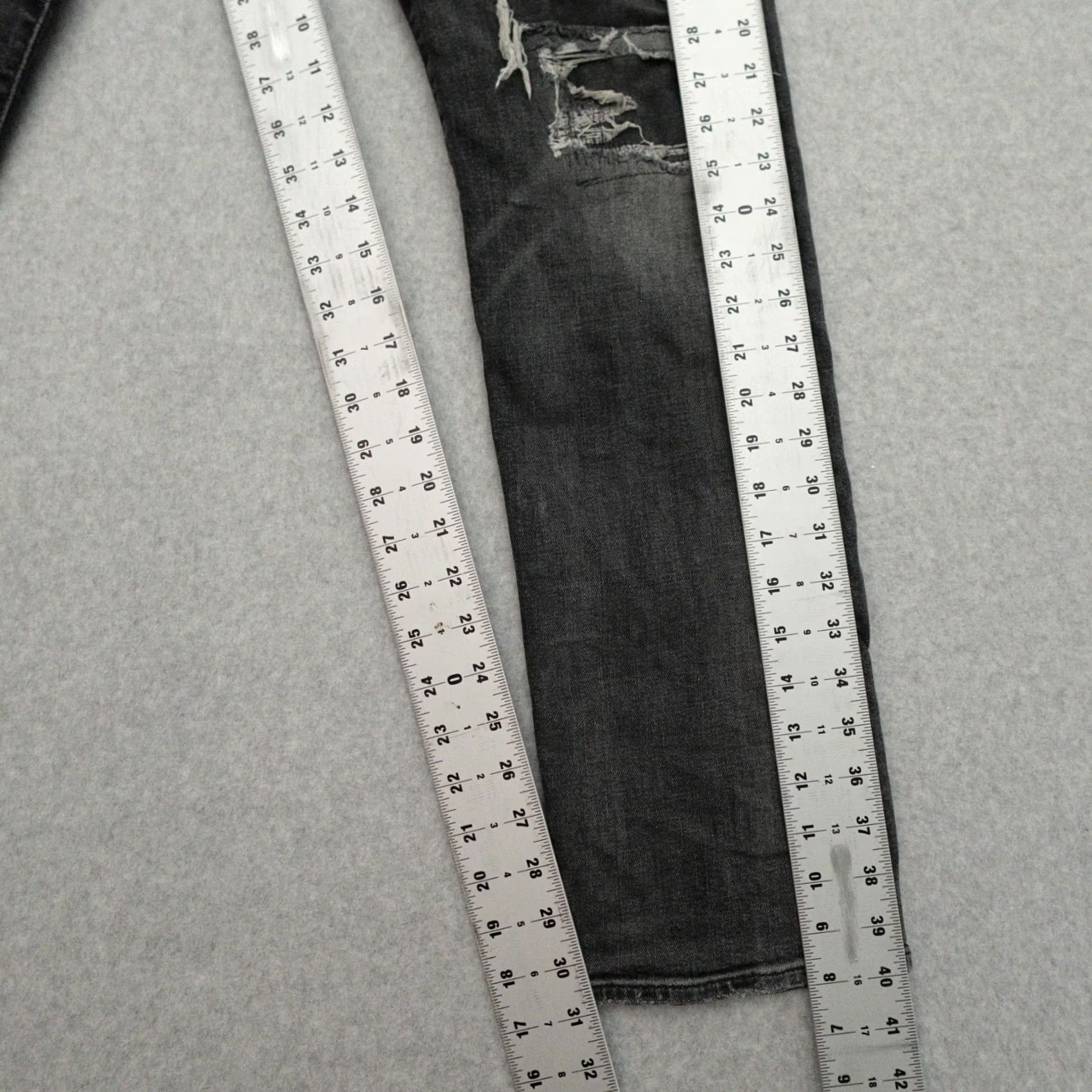Vintage Denim & Supply Ralph Lauren Jeans Mens 32x31 Distressed Black Patchwork Straight Jeans Size US 32 / EU 48 - 6 Thumbnail