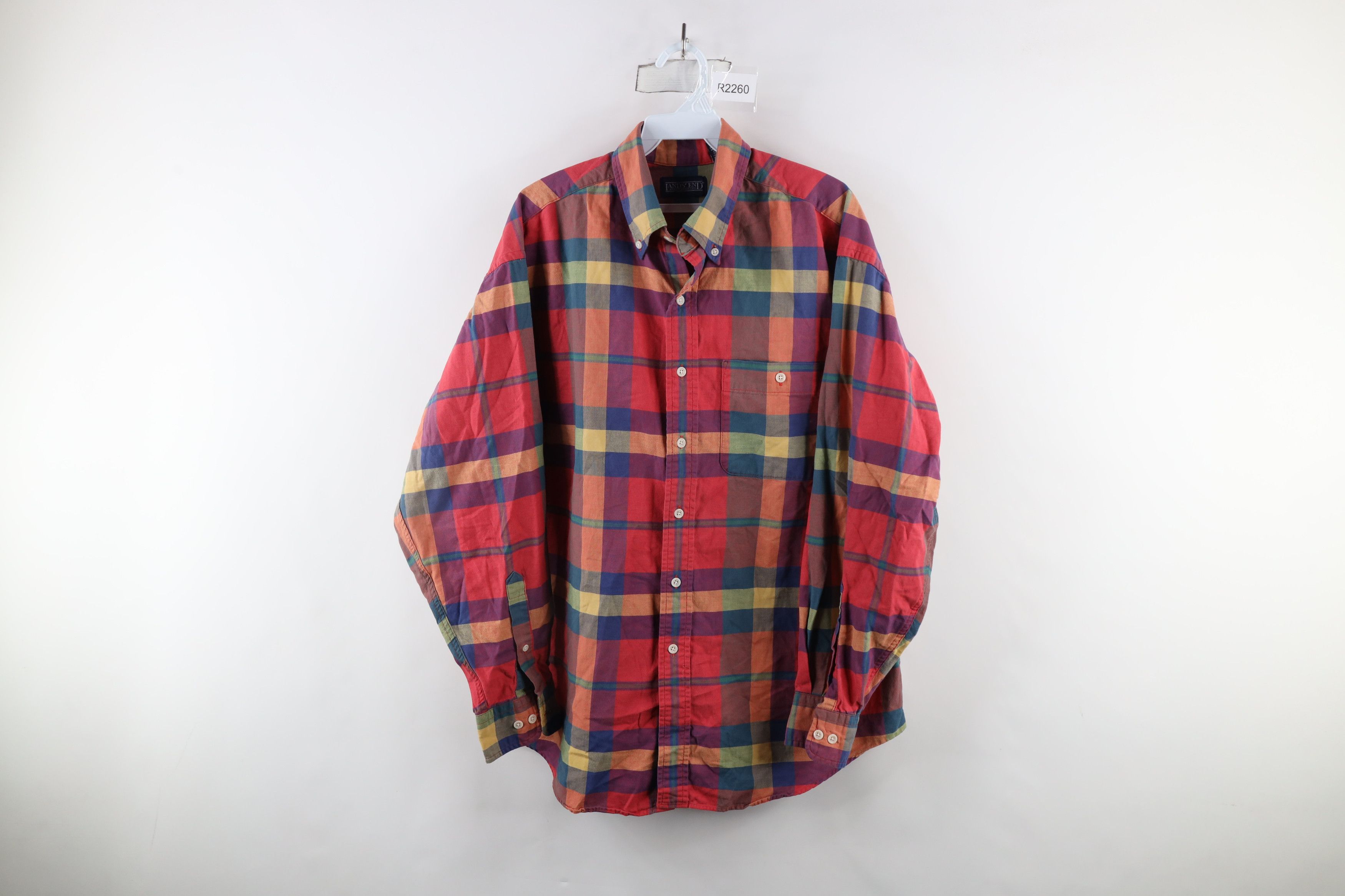 Lands' End × Vintage Vintage 90s Lands End Madras Plaid Button Down Shirt USA Size US L / EU 52-54 / 3 - 1 Thumbnail