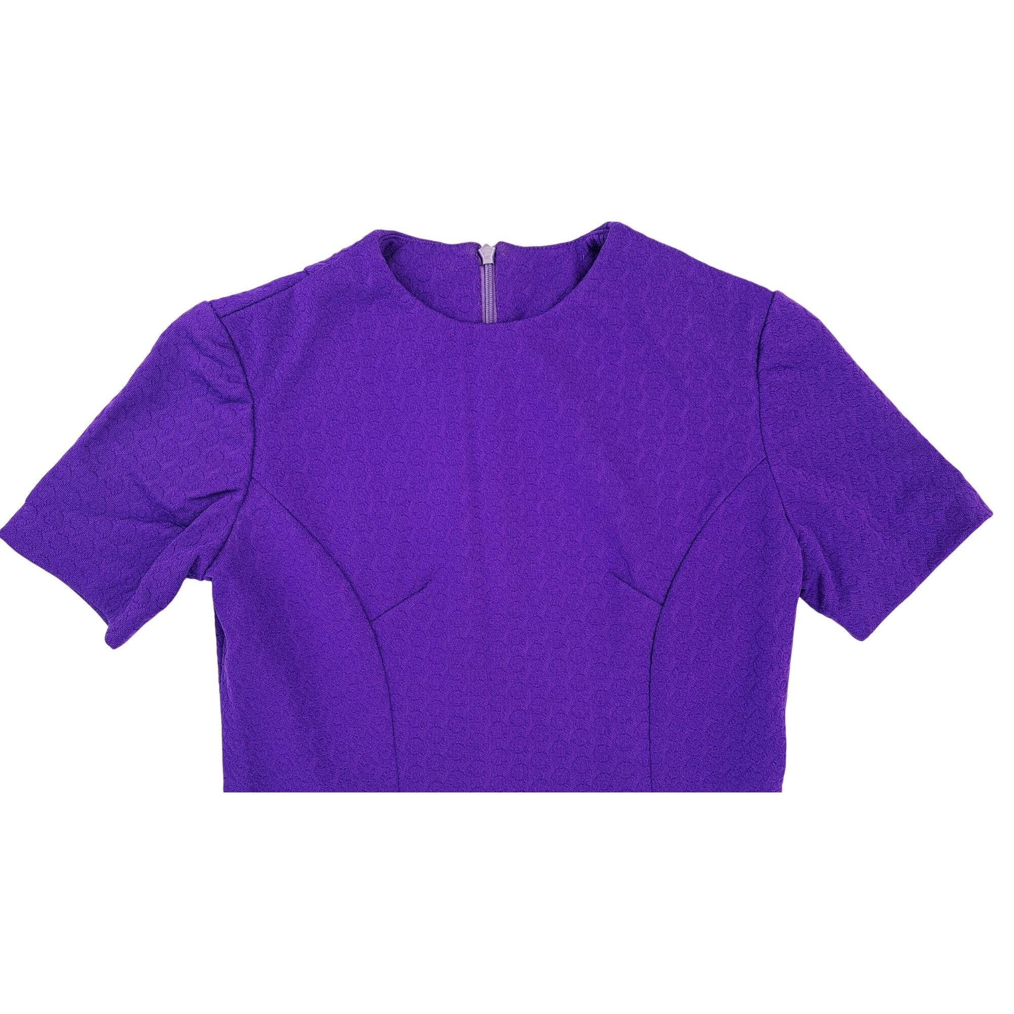 Handmade Vintage Handmade Purple Dress Textured Short Sleeve A-Line Size S / US 4 / IT 40 - 6 Thumbnail