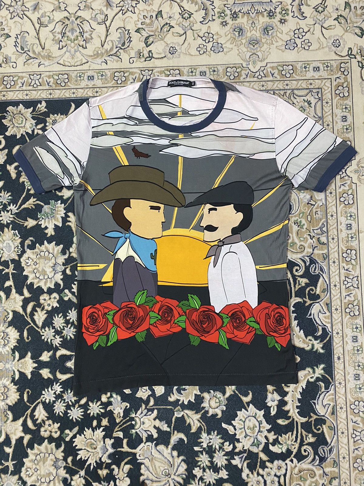 Dolce & Gabbana Dolce & Gabbana Grey Printed Cotton Crewneck Size US M / EU 48-50 / 2 - 1 Thumbnail