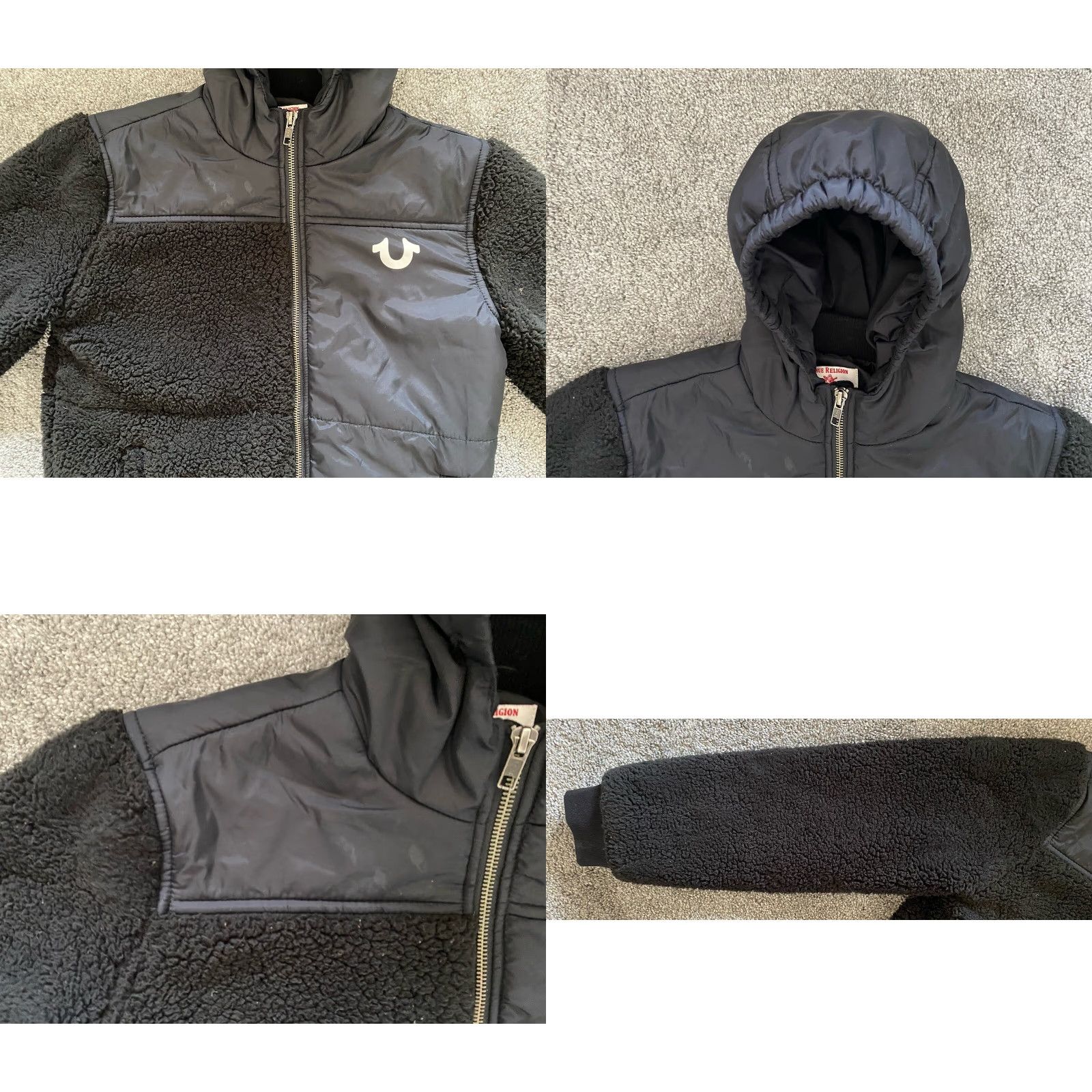 True Religion True Religion Women’s Jacket Size M Black Sherpa Hooded Designer Size M / US 6-8 / IT 42-44 - 8 Thumbnail