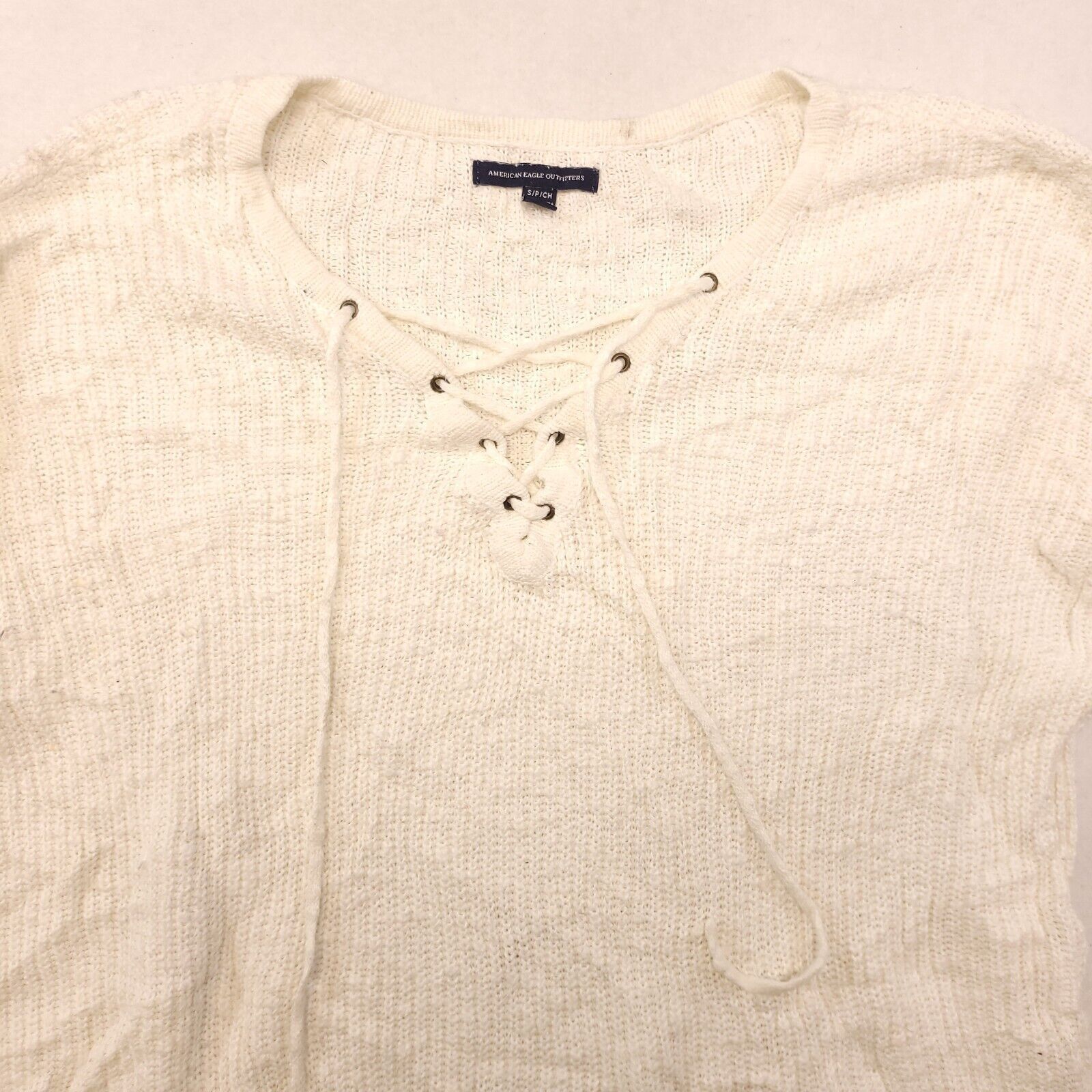 American Eagle Outfitters American Eagle Pullover Cotton Sweater Womens Size S White Size S / US 4 / IT 40 - 1 Thumbnail