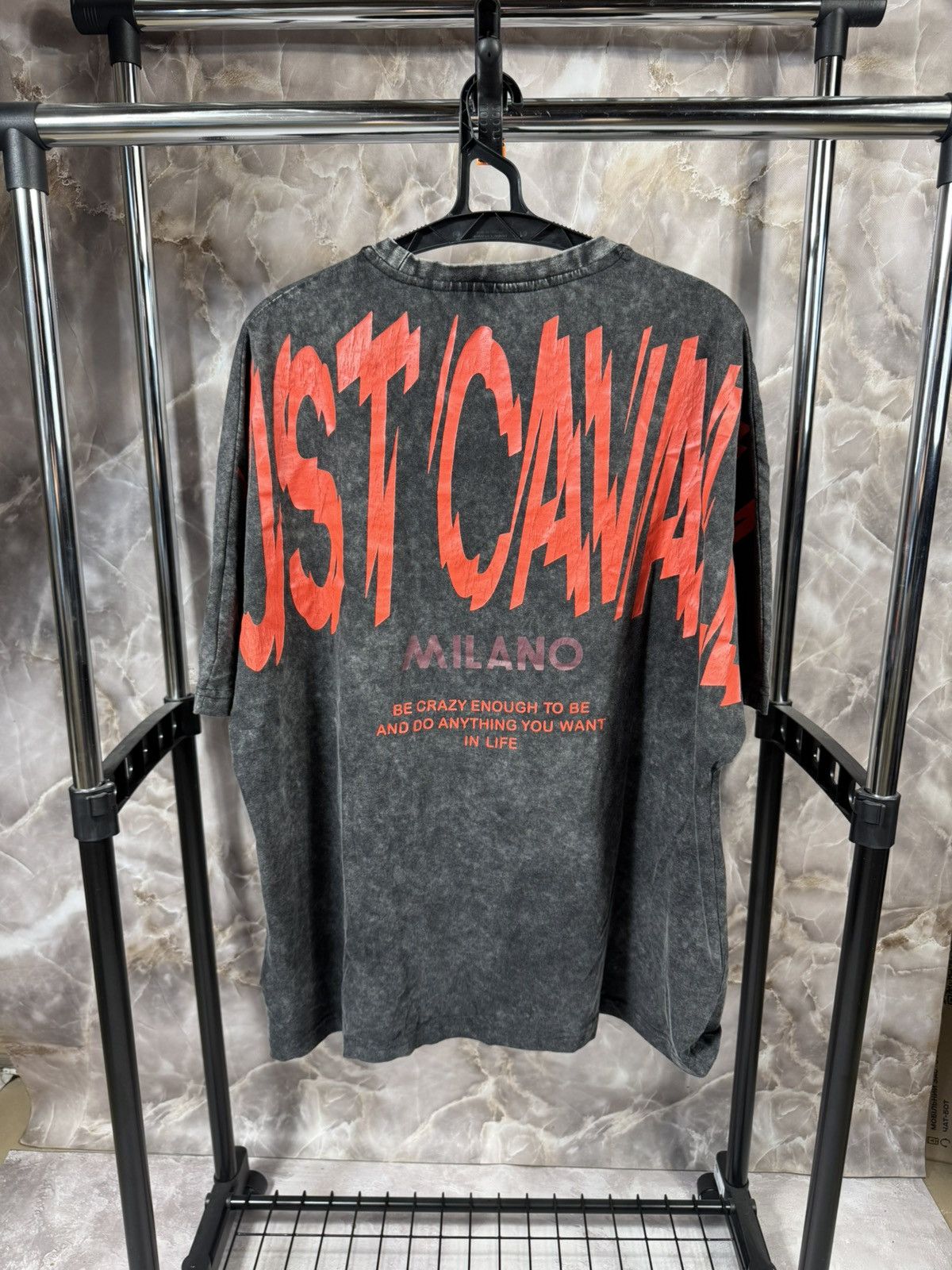 Just Cavalli Just Cavalli Stone Washed Big Back Logo Oversize Y2k Shirt Size US M / EU 48-50 / 2 - 2 Thumbnail