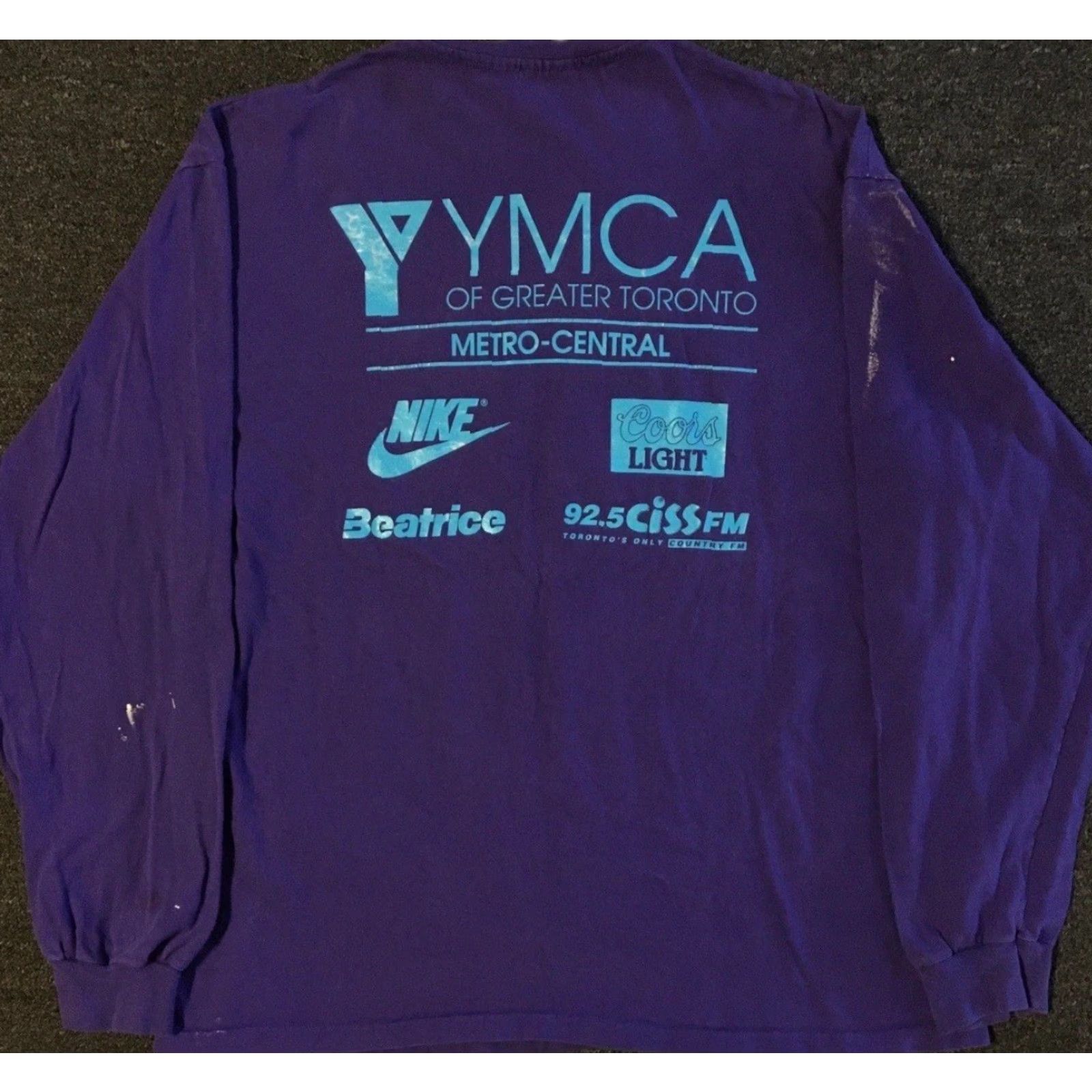 Nike VINTAGE Nike Faded YMCA Team Challenge Shirt XL Purple Distressed Swoosh Grunge 90s Team USA Basketball College Rock Sports Mentions Mens Tee Size US XL / EU 56 / 4 - 2 Thumbnail