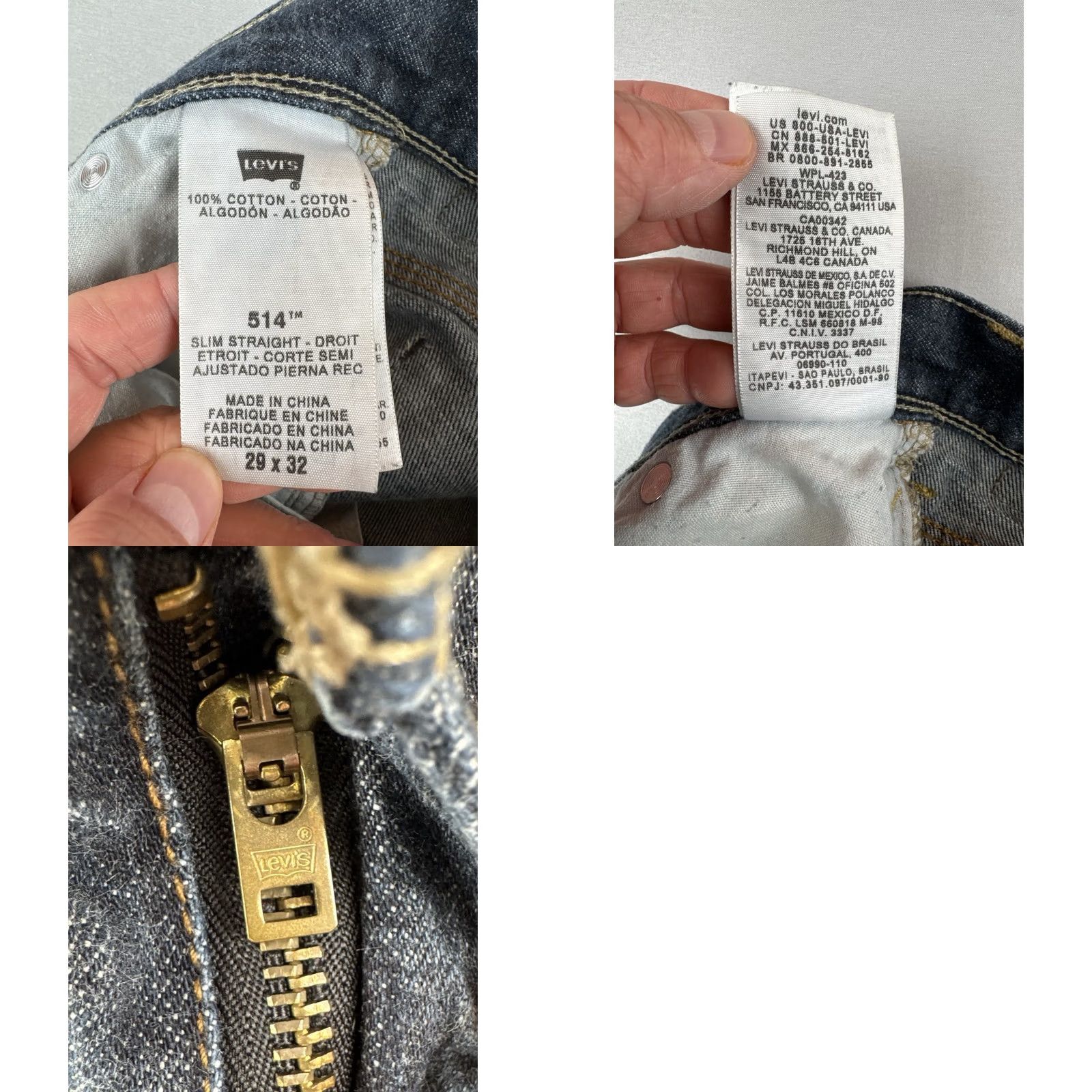 Levi's Levi’s 514 Slim Straight Jeans Dark Wash Denim Buckle Back Selvedge 29x32 Men Jeans Regular Cotton Button Zip Back Cinch Vintage No 5-Pocket Size US 29 - 10 Thumbnail