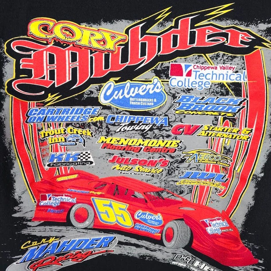 Gildan Cory Mahder T Shirt Mens Large Black Modified Racing No 55 Size US L / EU 52-54 / 3 - 5 Thumbnail
