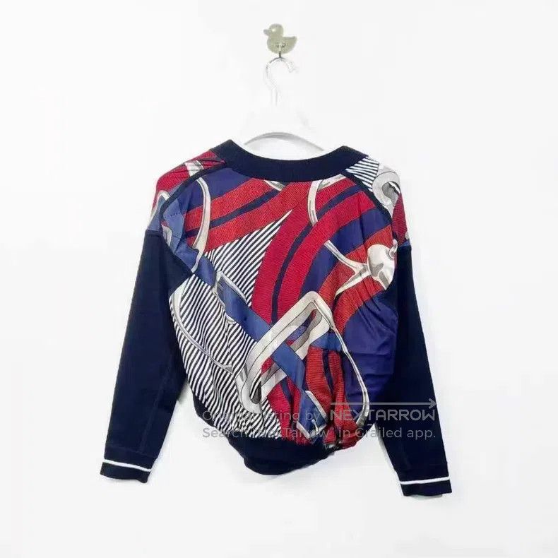 Hermes Hermes Blue and Red Silk and Wool V-Neck Knit Top with Arc Size XXS / US 00 / IT 34 - 3 Thumbnail