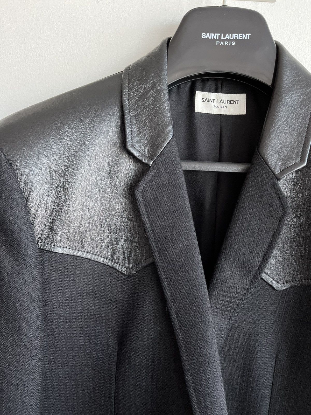 Saint Laurent Paris $4k+ Super Runway Brand NEW Travis Scott Leather Blazer Size US L / EU 52-54 / 3 - 20 Thumbnail