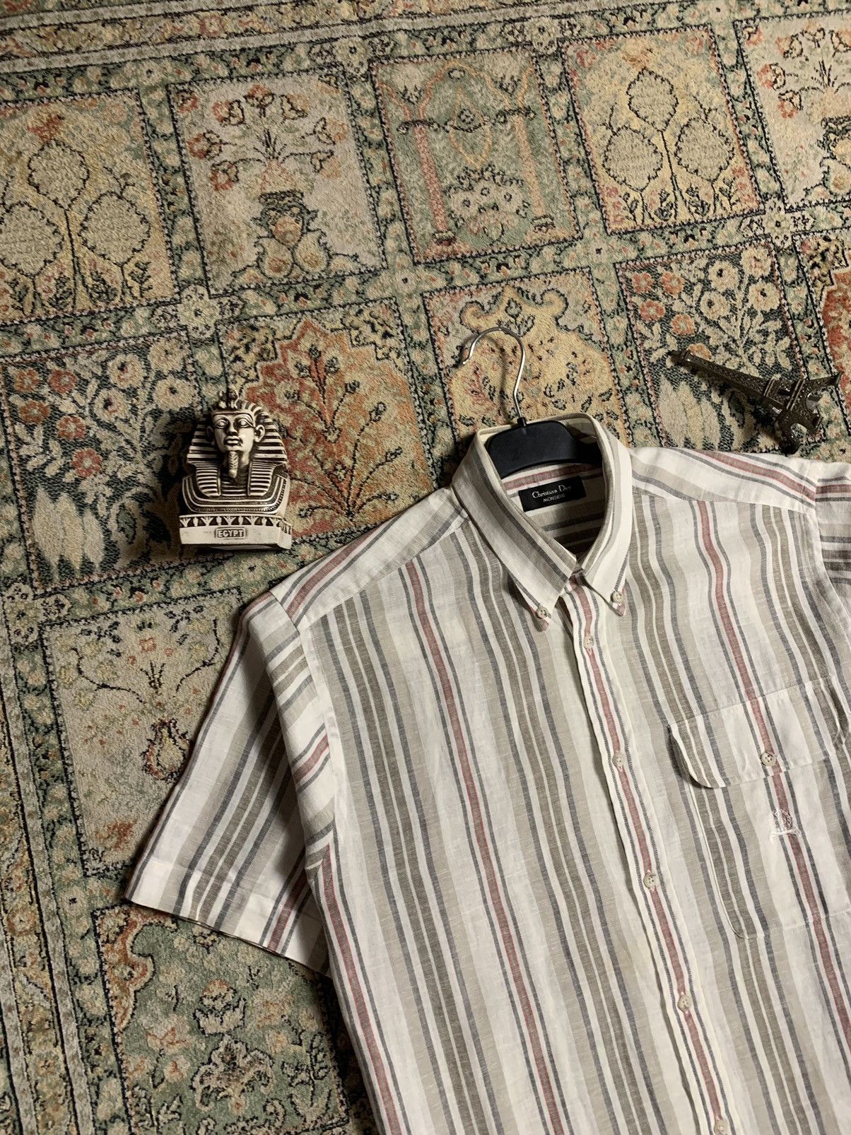 Christian Dior Monsieur × Dior × Vintage Vintage Christian Dior Monsieur Linen Striped Shirt Size US M / EU 48-50 / 2 - 6 Thumbnail