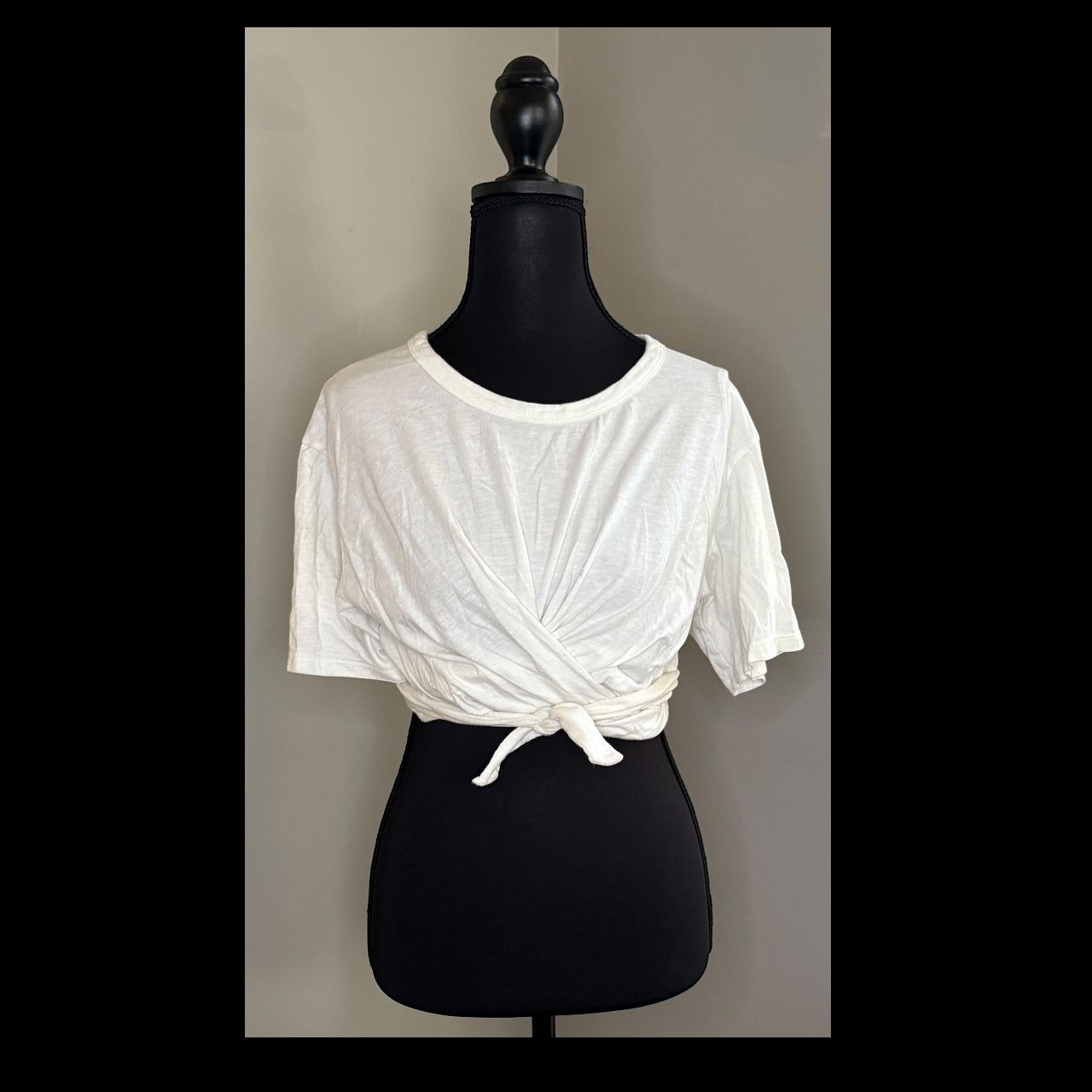 American Eagle Outfitters Aerie Cream Tie Front Sailor Collar T-Shirt Size S / US 4 / IT 40 - 2 Thumbnail