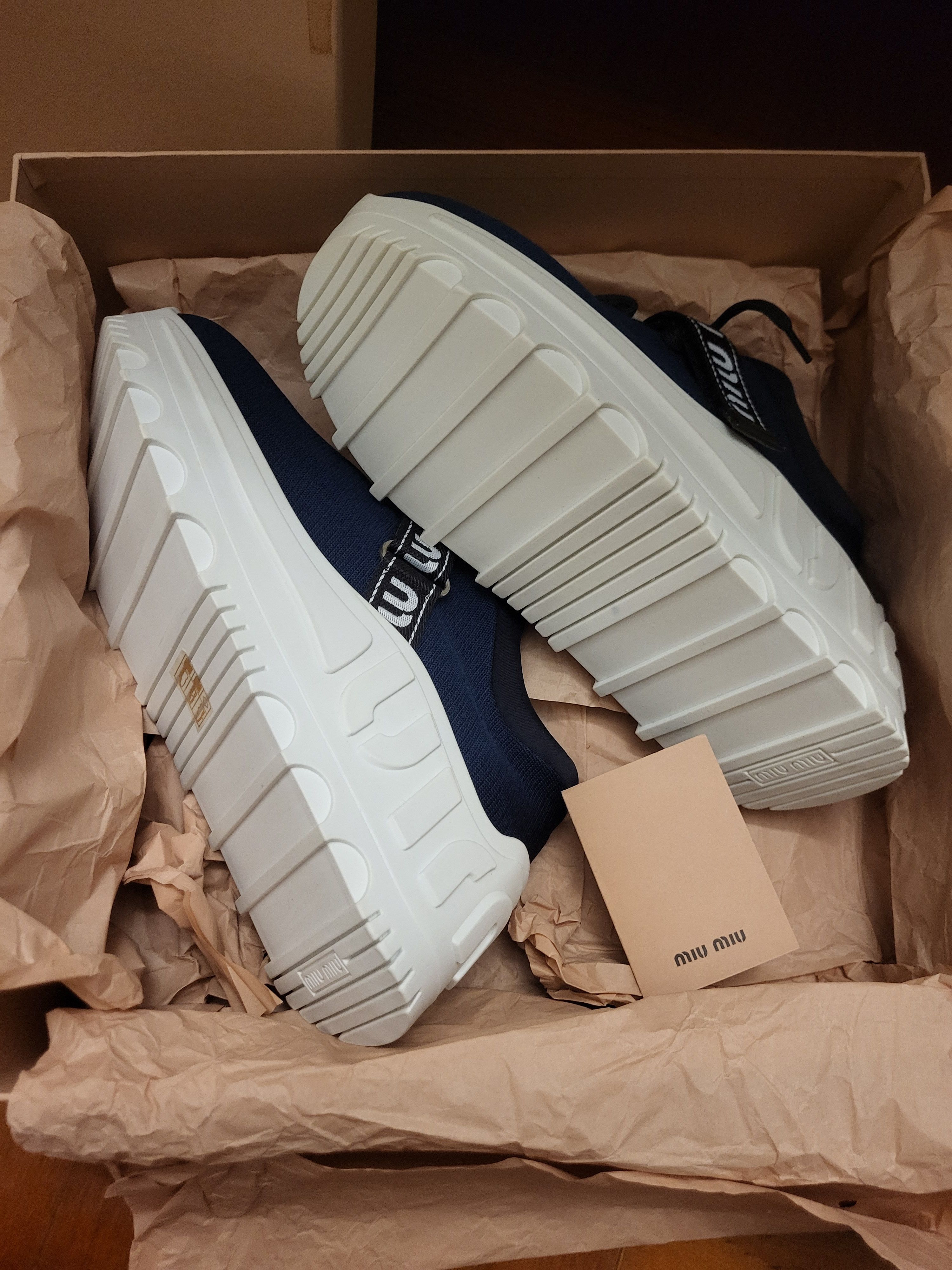 Miu Miu Navy Blue Chunky Sole Sneakers EU37 - Women's Designer Shoes Size US 7 / IT 37 - 8 Thumbnail
