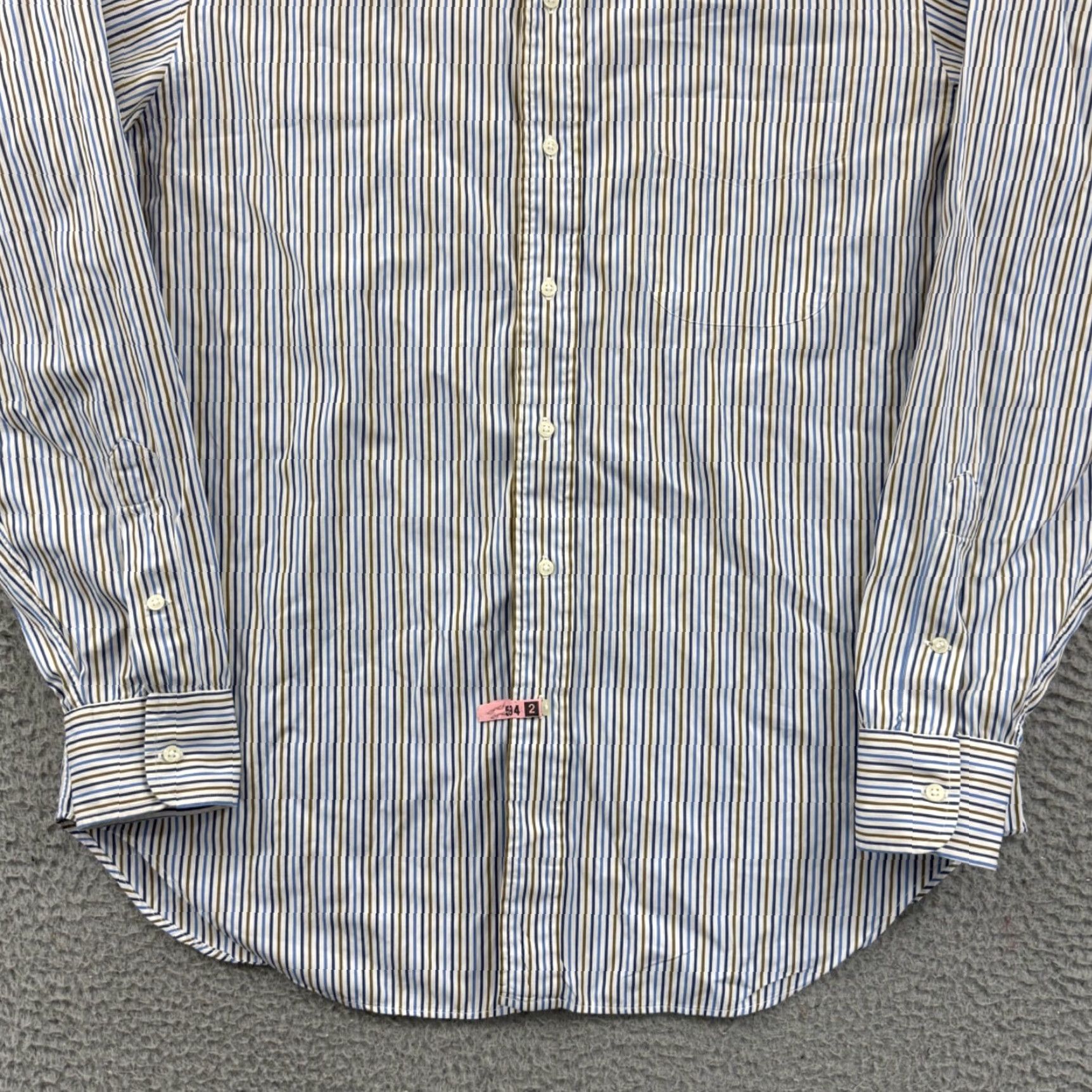 CO Carroll & Co Shirt Men’s Medium Blue Striped Button Up Long Sleeve Preppy Italy Size US M / EU 48-50 / 2 - 2 Thumbnail