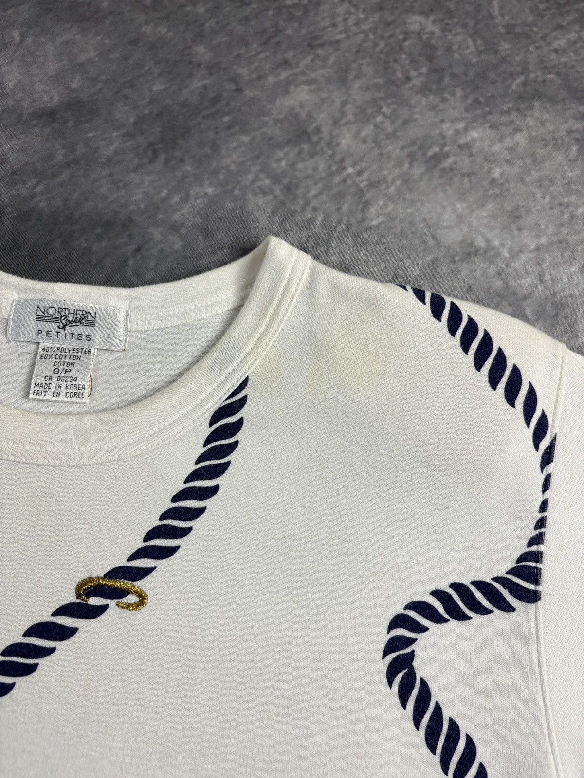 Vintage 1980s Shoulder Pad Tee Shirt Vintage ALP Nautical Padded 90s Size US S / EU 44-46 / 1 - 5 Thumbnail