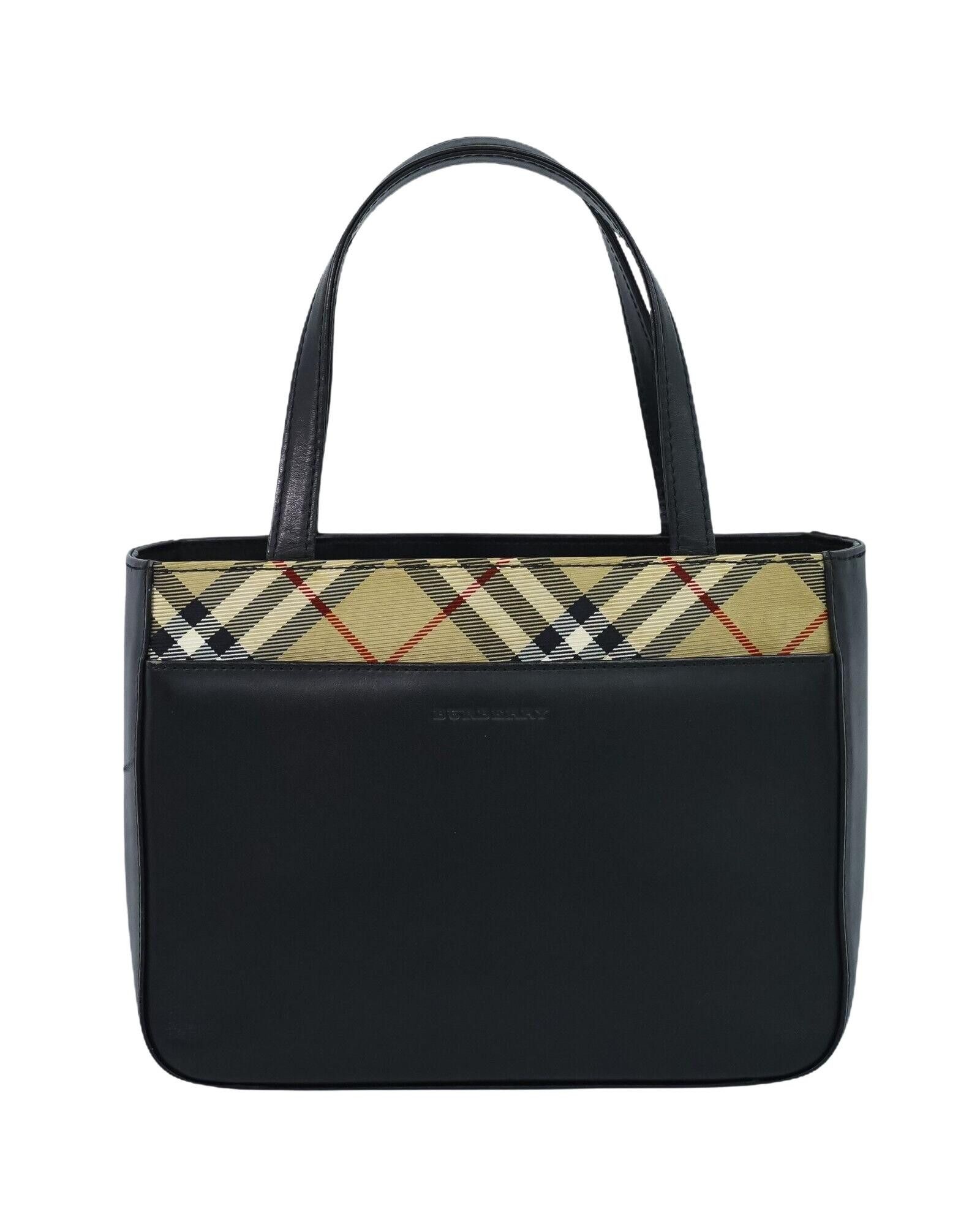 image of Burberry Black Leather Handbag With Practical Storage, Women's
