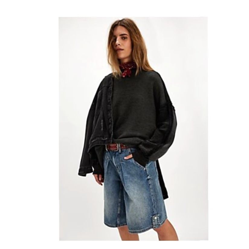 Free People VINTAGE Free People Romy Rollneck Sweatshirt Washed Black Small Size S / US 4 / IT 40 - 8 Thumbnail