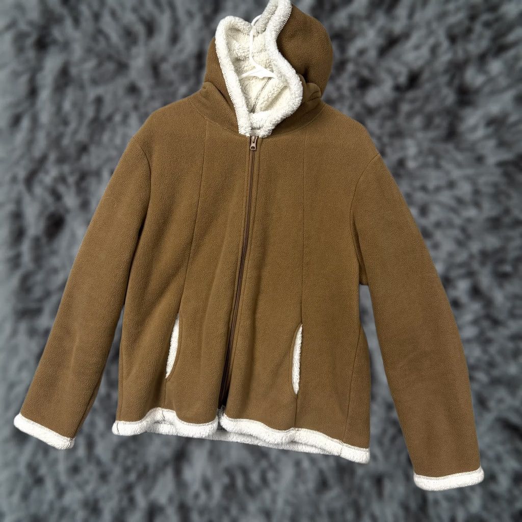 Faded Glory Faded Glory Jacket XL Urban Camel Fleece Hooded Sherpa Lined Short Jacket Women Casual Fall Winter Cabincore Granola Girl Style Shirt/Coat (no N/A) Size XL / US 12-14 / IT 48-50 - 1 Thumbnail