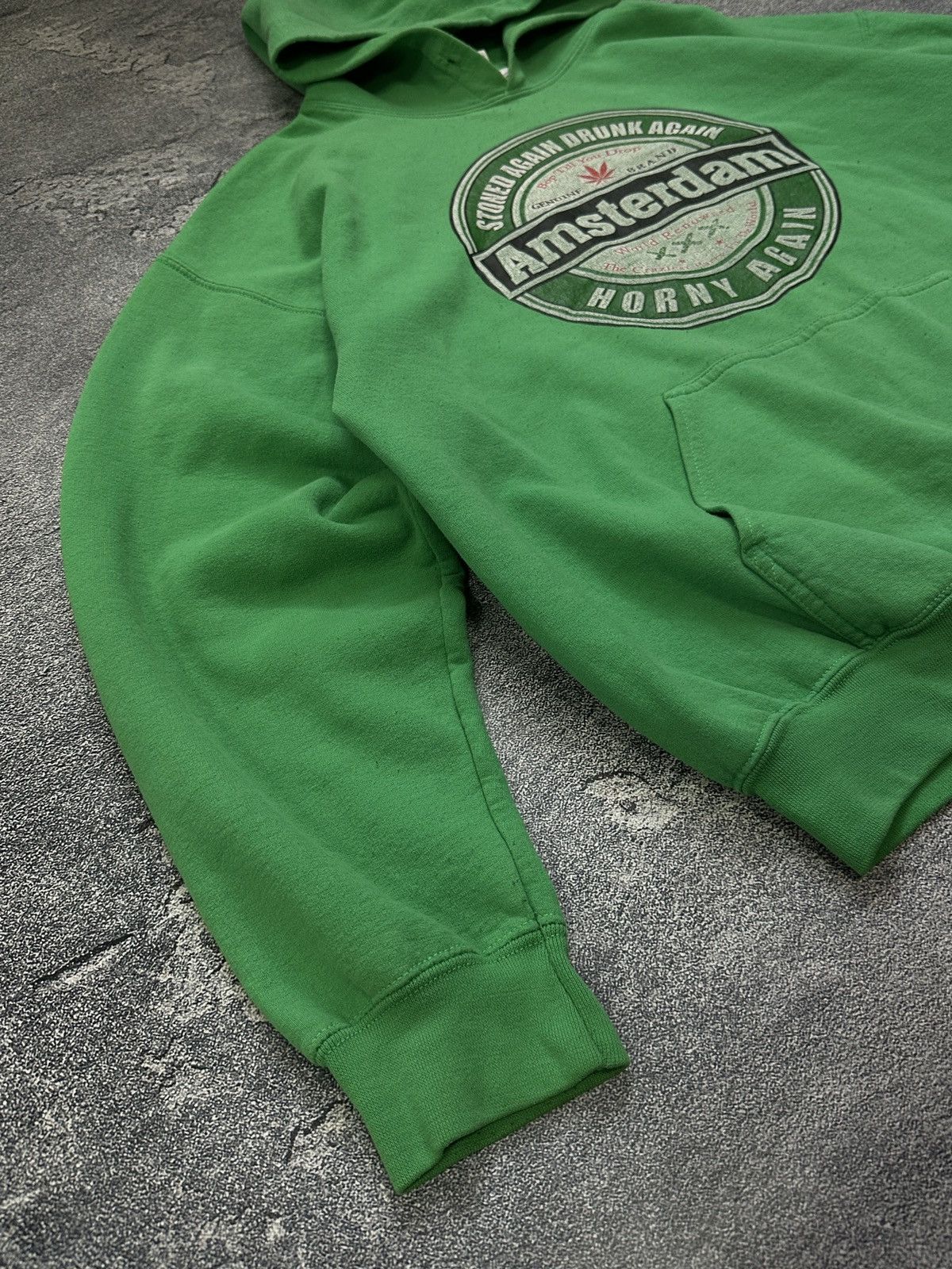 Vintage Vintage Amsterdam Weed XXX Hoodie L "Horny Again" Green Size US L / EU 52-54 / 3 - 7 Thumbnail
