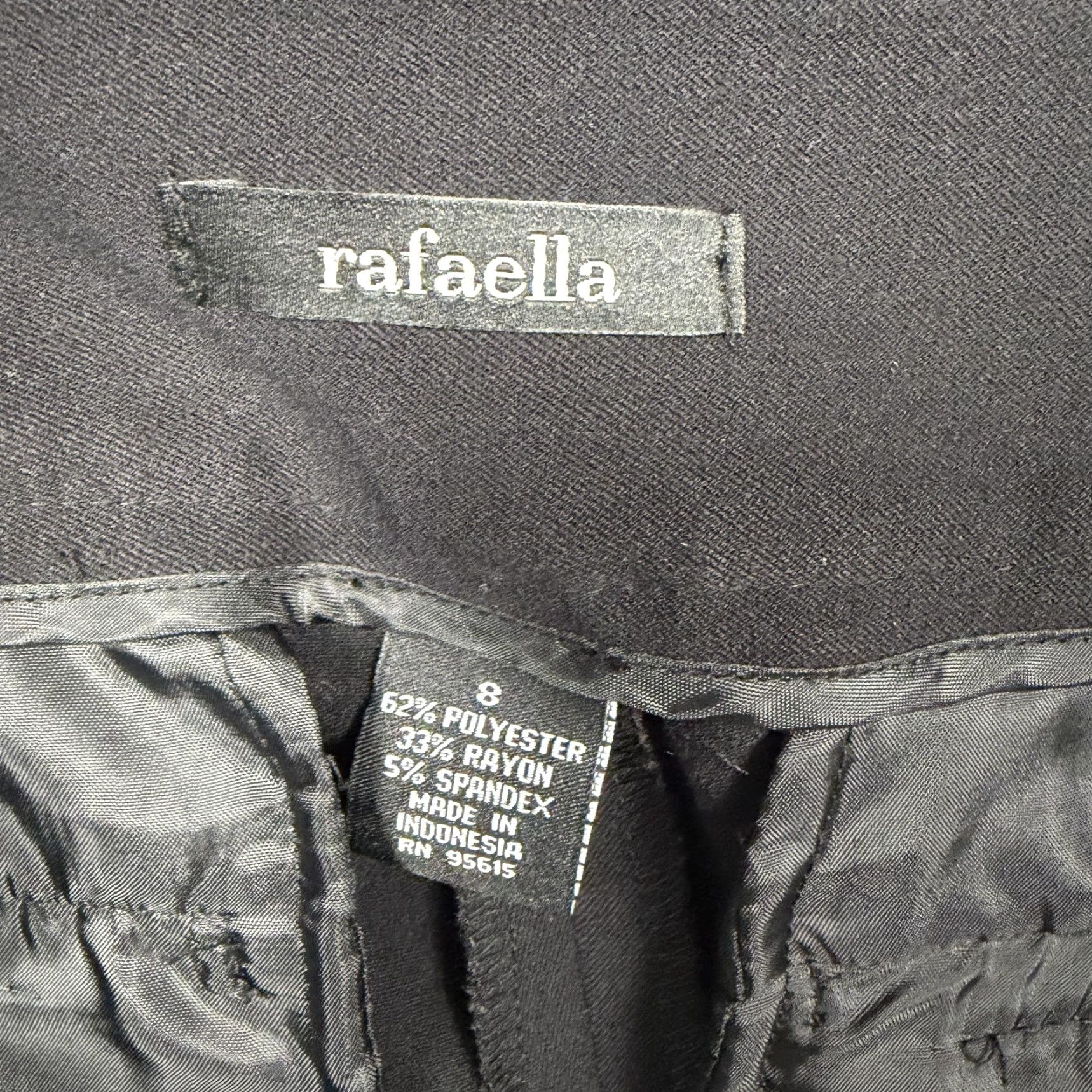 Vintage Rafaella Dress Pants Womens Size 8 Black Ponte Knit Straight Leg Flat Front Zip Double Button Office Casual Mens Womens Girls not applicable Size 30" / US 8 / IT 44 - 7 Thumbnail