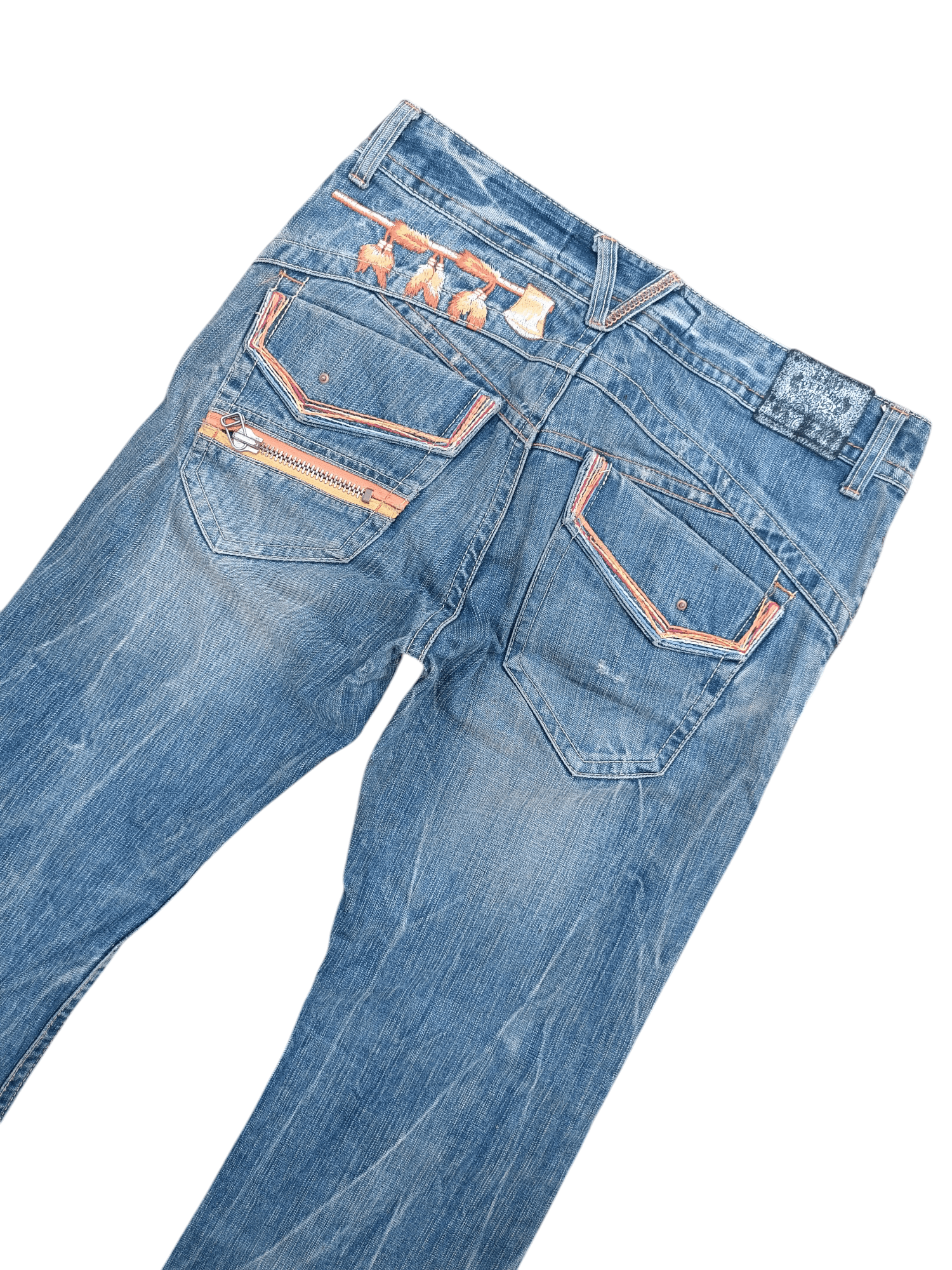 Japanese Brand FLARED Red Pepper Whiskers Low Rise Boot Cut Size US 35 - 4 Thumbnail
