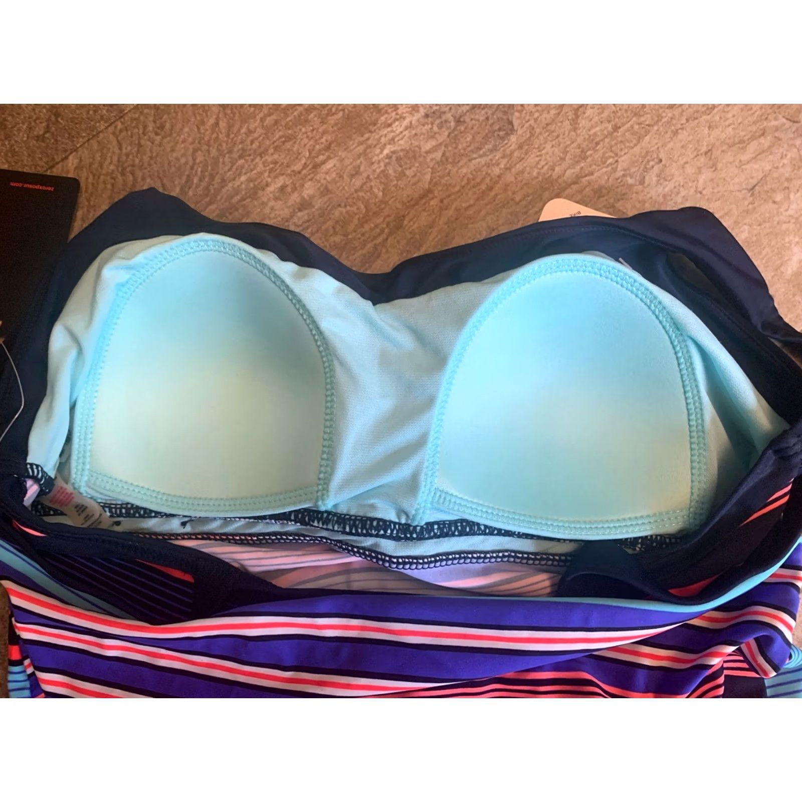 ZeroXposur NWT Zeroxposur Tank SwimSuit Top Sz 14 Striped Black Blue Quick Dry UPF 2292 Size XL / US 12-14 / IT 48-50 - 8 Thumbnail