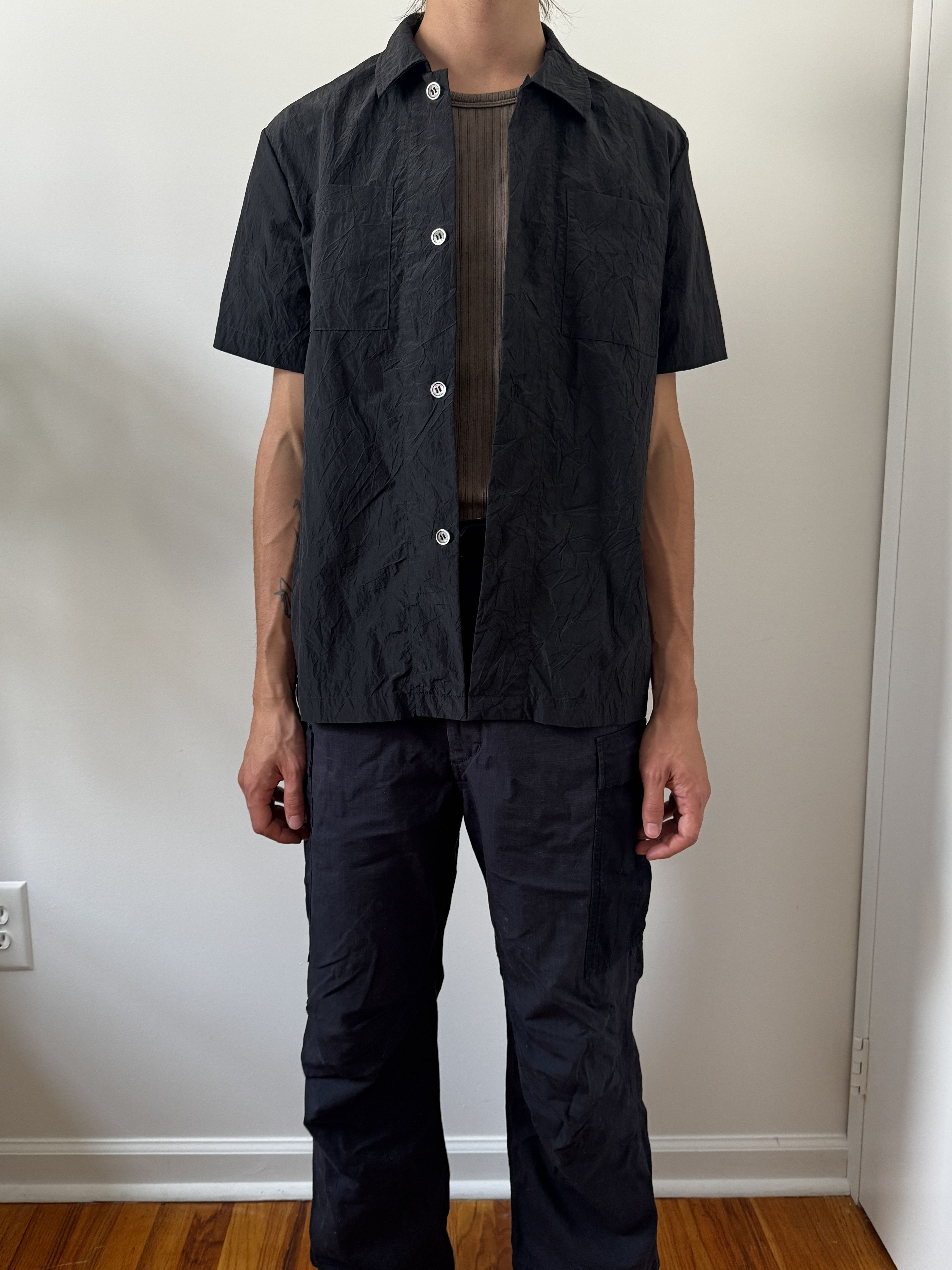 Totokaelo Archive Totokaelo Archive Black Crinkle Japanese Nylon Shirt Size US S / EU 44-46 / 1 - 3 Thumbnail