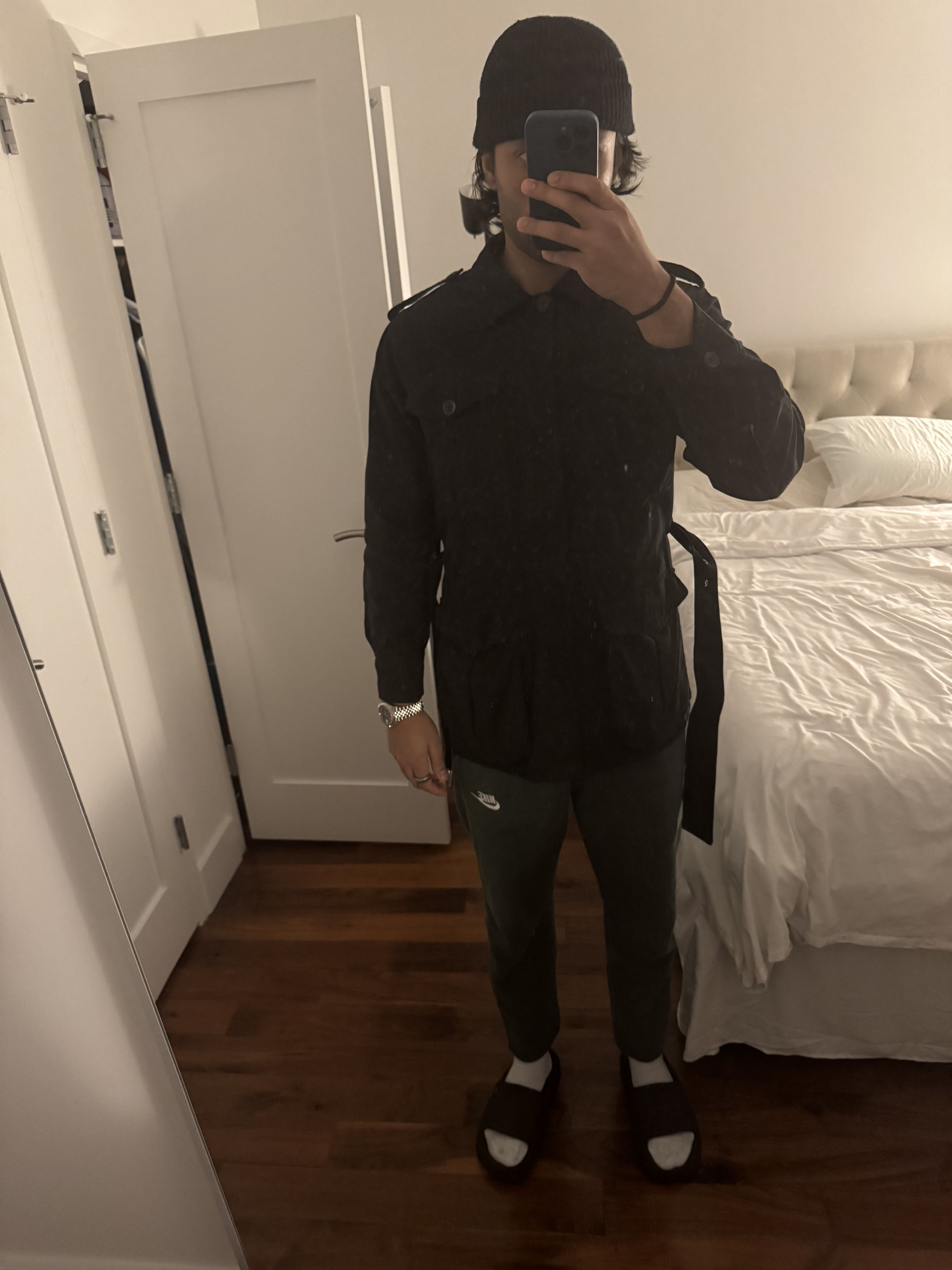 Saint Laurent Paris $2,395 Hedi Slimane SLP Black Military Parka w Belt Size US M / EU 48-50 / 2 - 9 Thumbnail