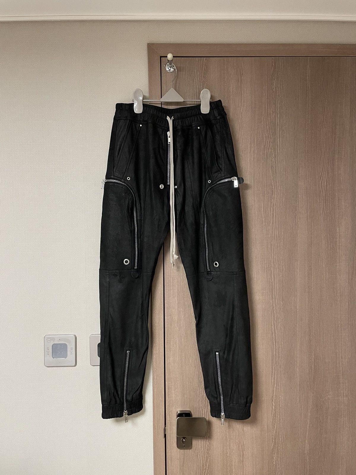 image of Rick Owens Ss23 Blistered Leather Bauhaus Pants 48 in Black, Men's (Size 32)