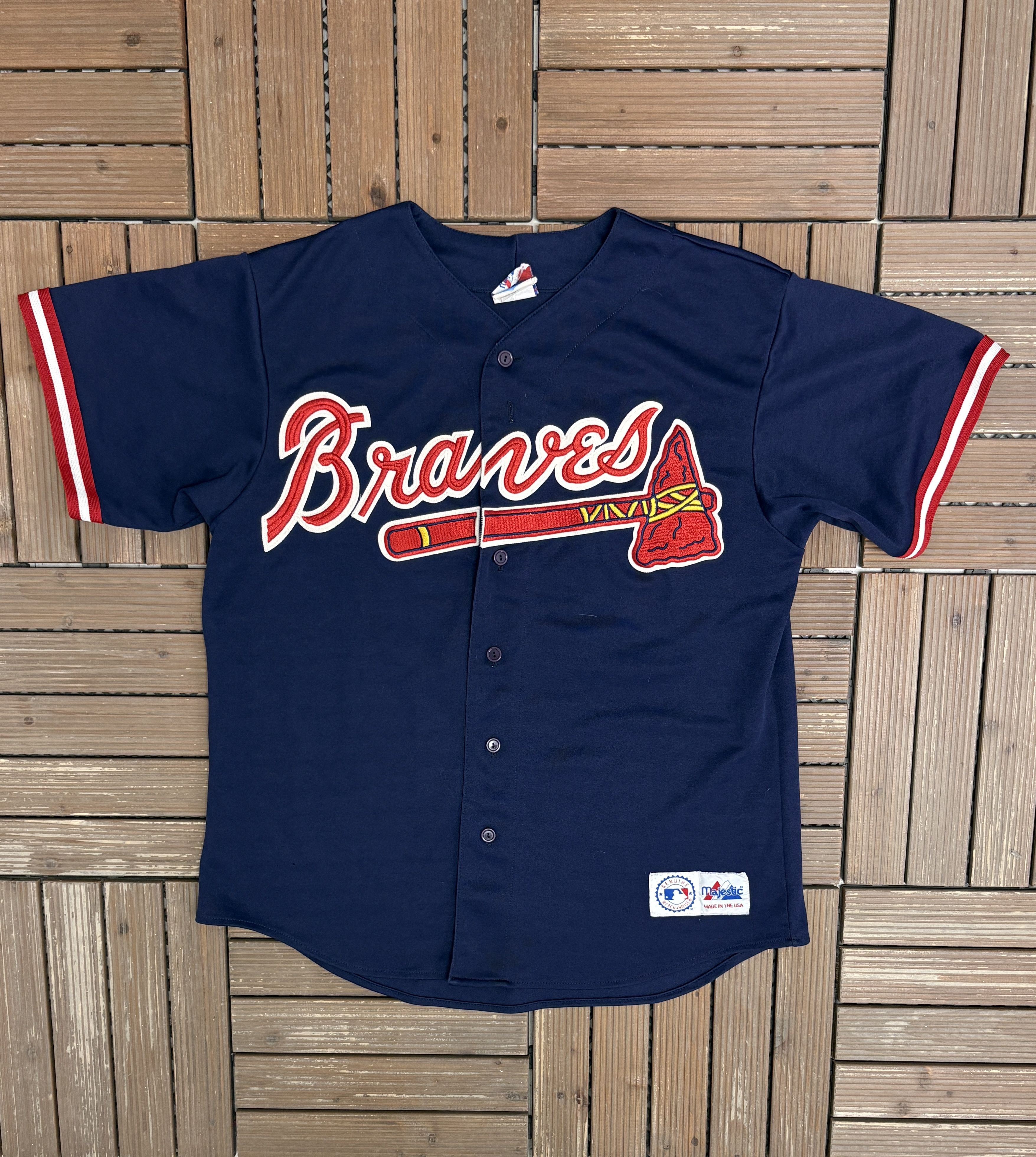 Majestic Atlanta Braves David Justice Vintage Blue Baseball Jersey Size US M / EU 48-50 / 2 - 1 Thumbnail