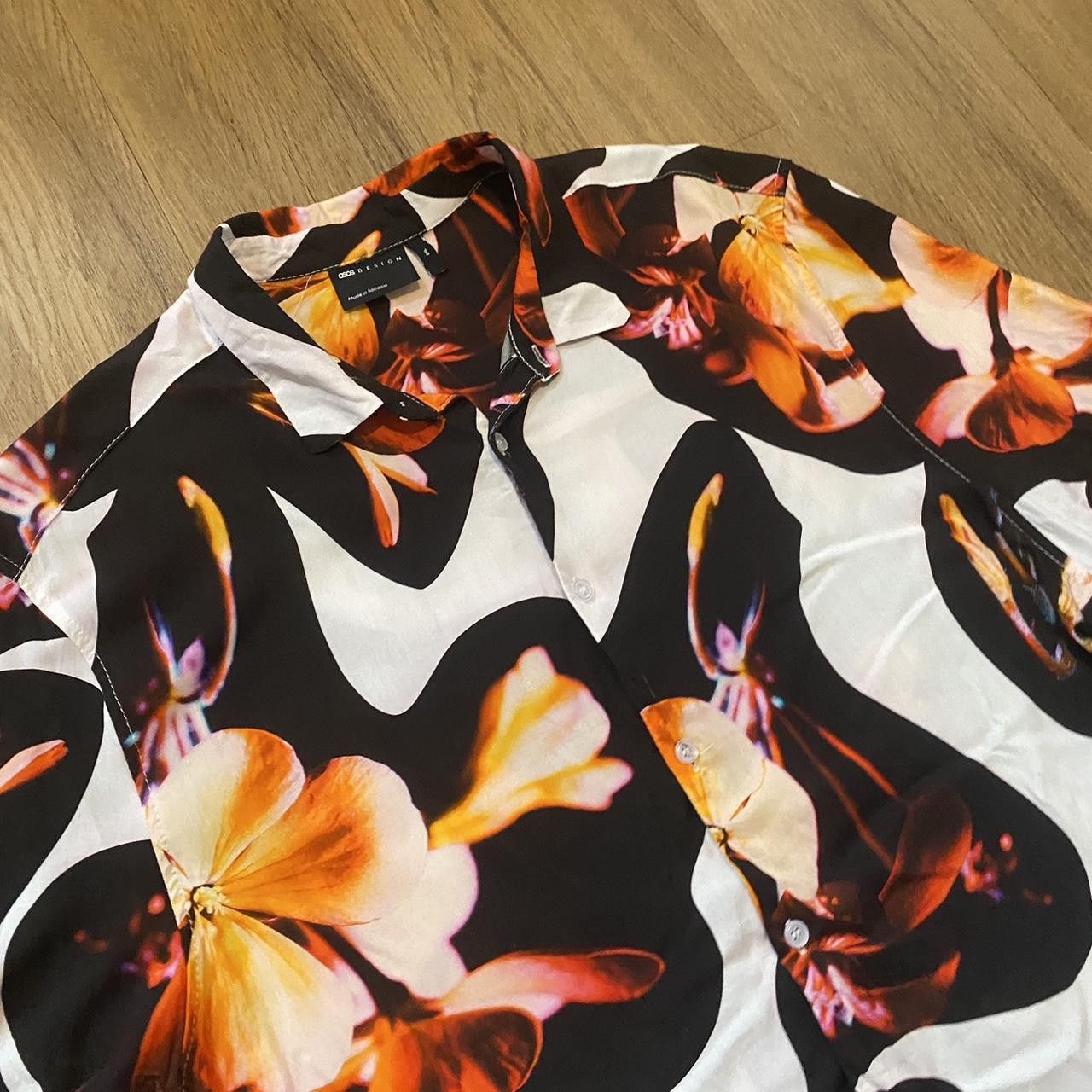 Asos Black and orange floral print button up shirt Size US XXL / EU 58 / 5 - 3 Thumbnail