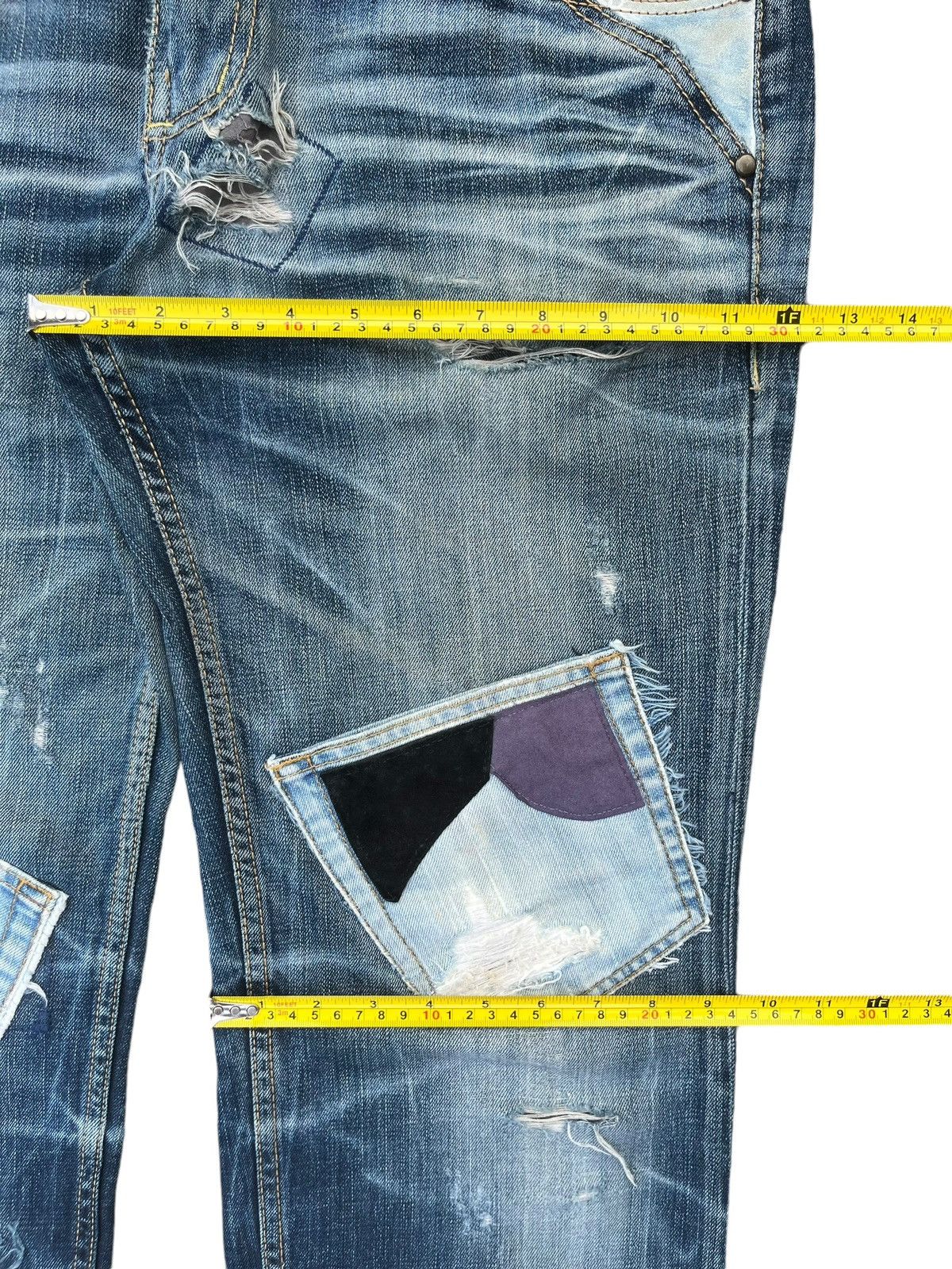 Beauty Beast Vintage Kapital Style Sashiko Boro Trashed Distressed Jeans Size US 34 / EU 50 - 18 Thumbnail