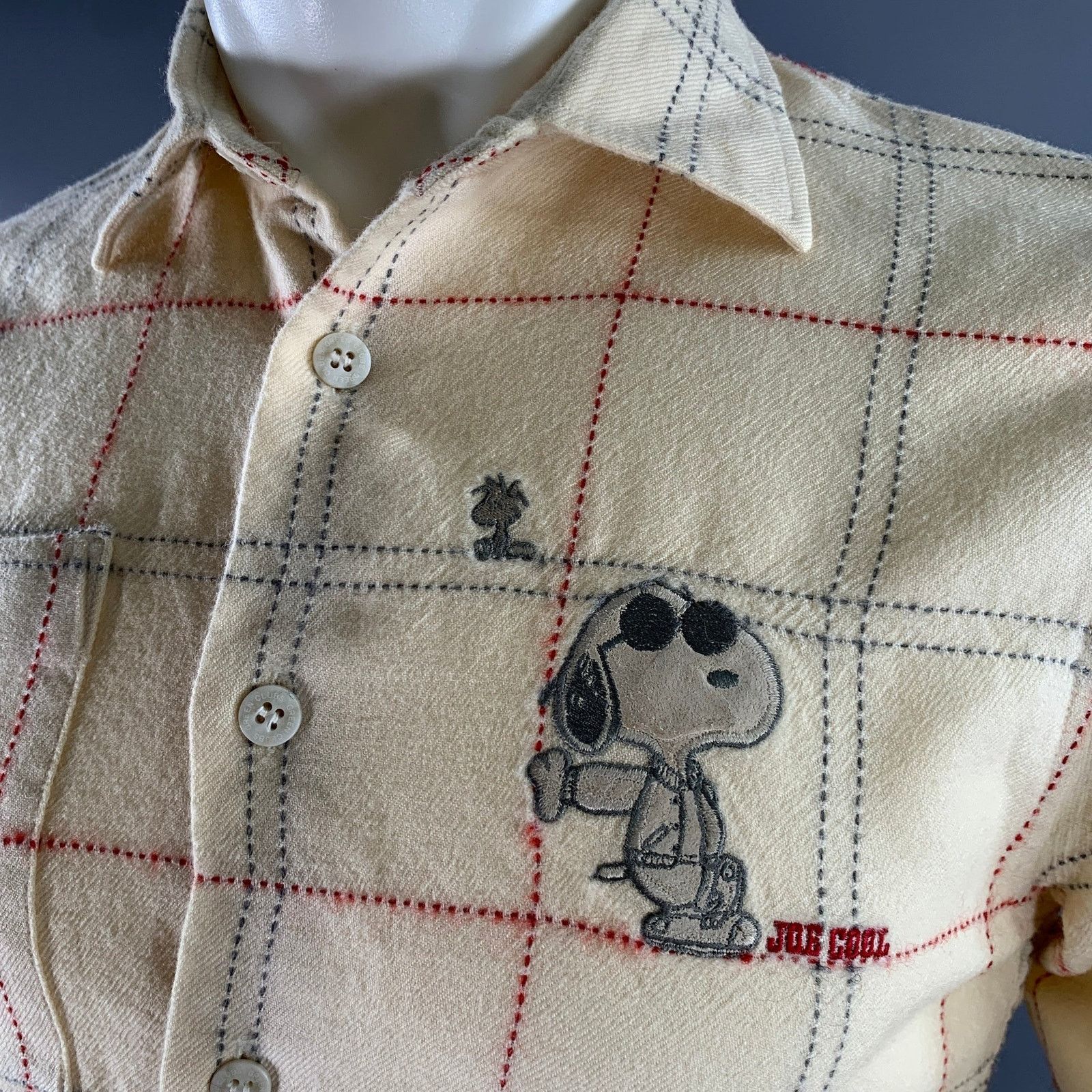 Other GREENCLUB S Cream Red Grey Plaid Wool Long Sleeve Shirt Size US S / EU 44-46 / 1 - 2 Thumbnail