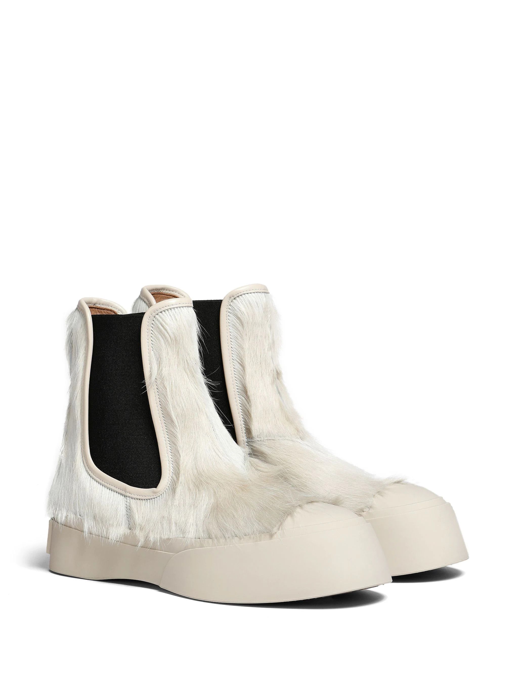 Marni o1w1db10824 Pablo Calf-hair Chelsea Boots in Black White Size US 6 / IT 36 - 2 Thumbnail