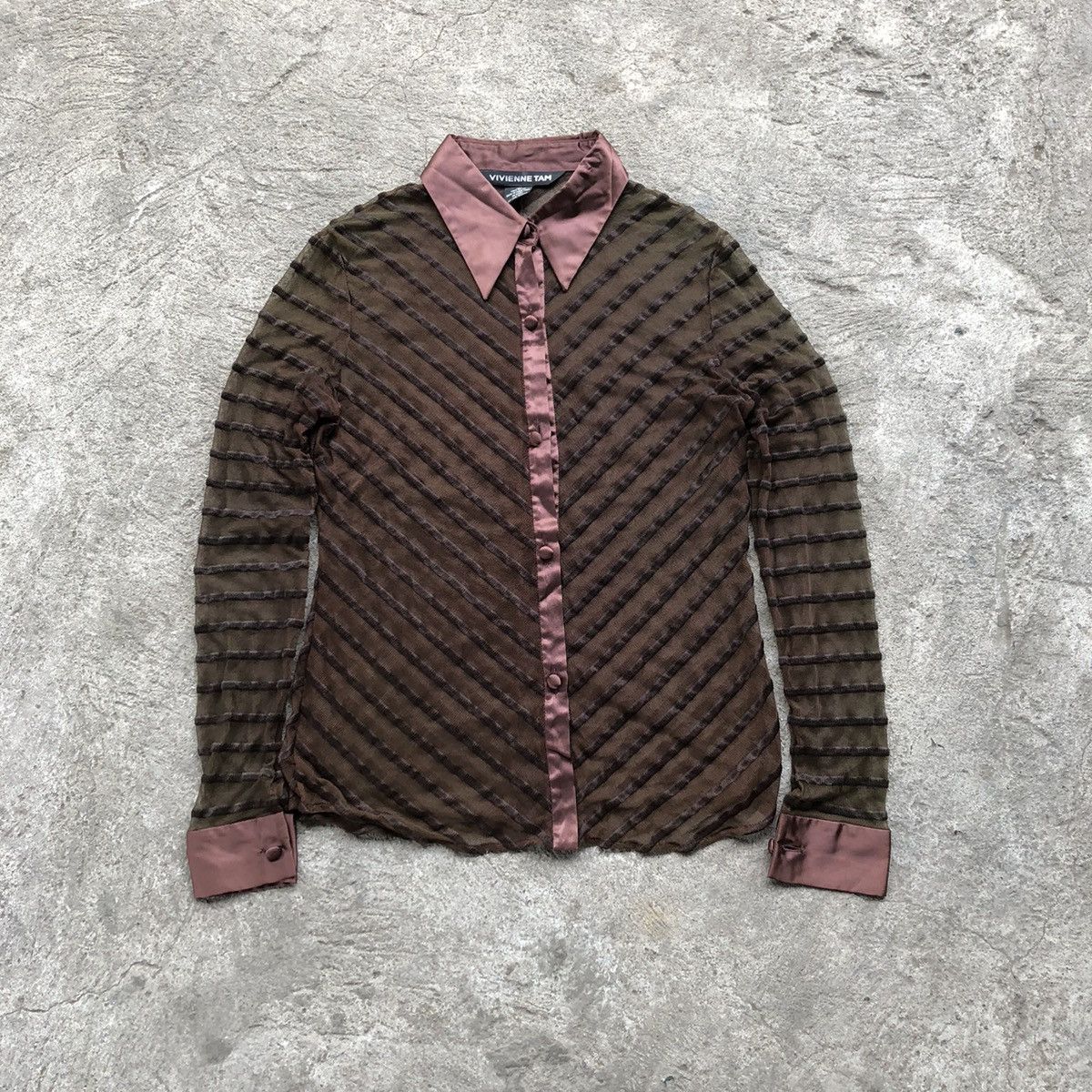 Designer × Vivienne Tam Vivienne Tam Dark Brown See Through Mesh Longsleeves Size S / US 4 / IT 40 - 1 Thumbnail