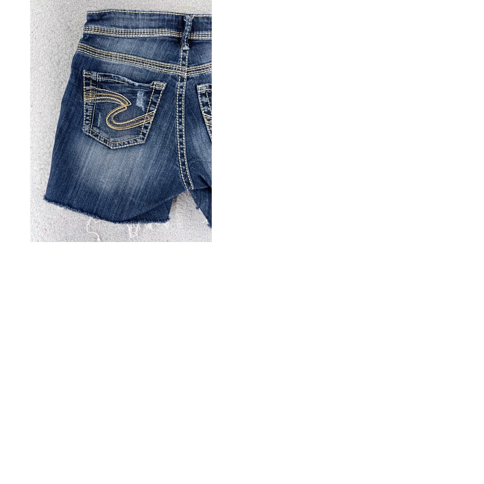 Silver Jeans Co. VINTAGE is not applicable; Silver Jeans Short Woman Blue Denim Cut-Off 25x5 5-Pocket Button Closure Mid Rise Distressed stretch Size 42" / US 20 - 10 Thumbnail
