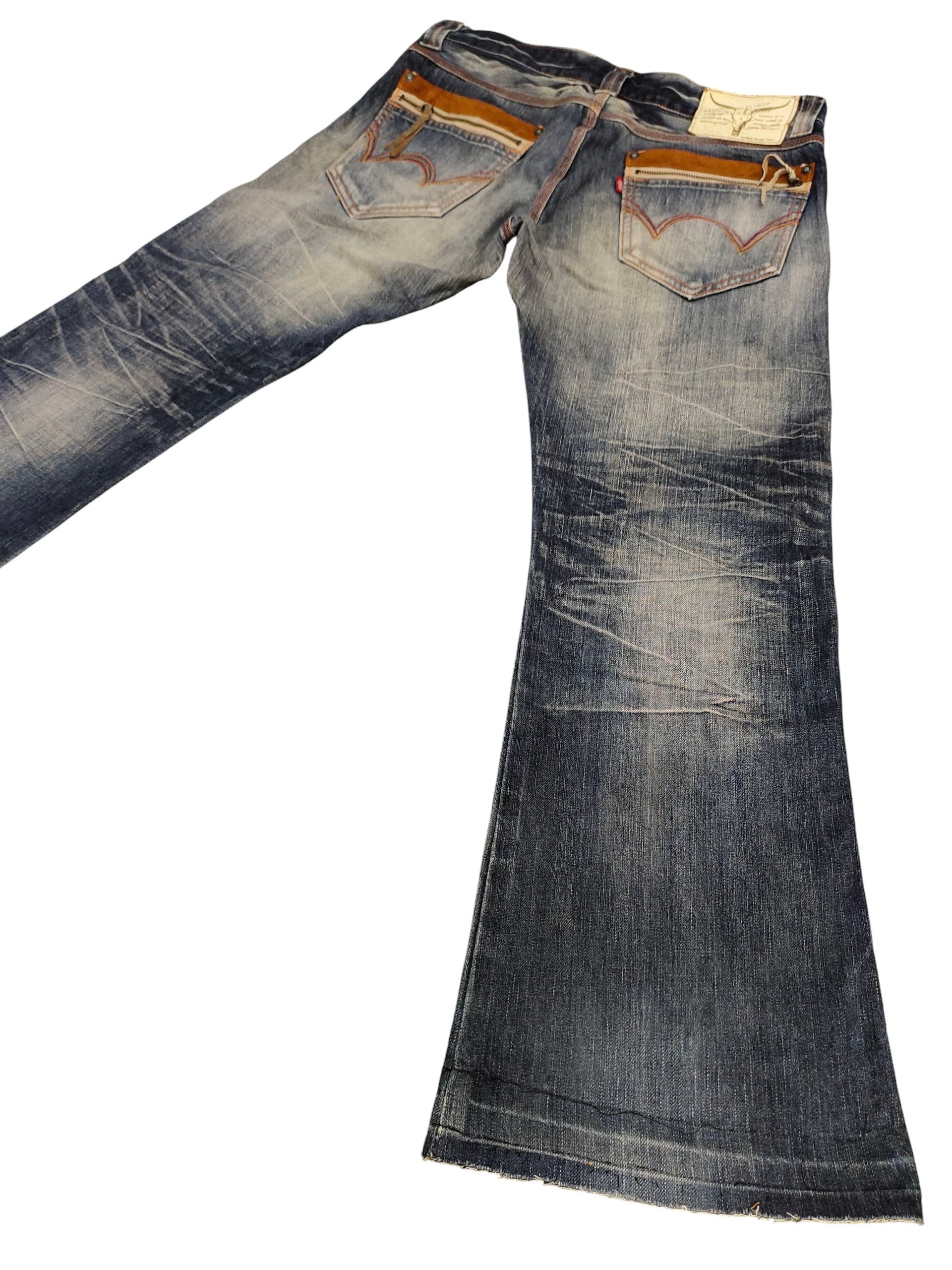 If Six Was Nine Flare Jeans Edwin Blue Trip Bullhead Distress Bootcut Y2k Size US 34 / EU 50 - 1 Thumbnail