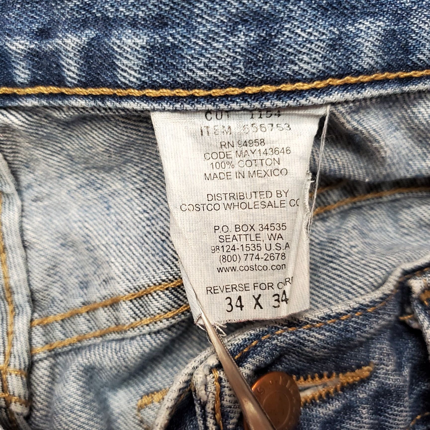 Denime Cutoff Shorts Men 34x8 Blue Denim Faded Grunge 100% Cotton Casual Bermuda Jorts Shirt (Blue) Mens 34in Waist Pocket Design 5-Pocket Denim Size US 34 / EU 50 - 6 Thumbnail
