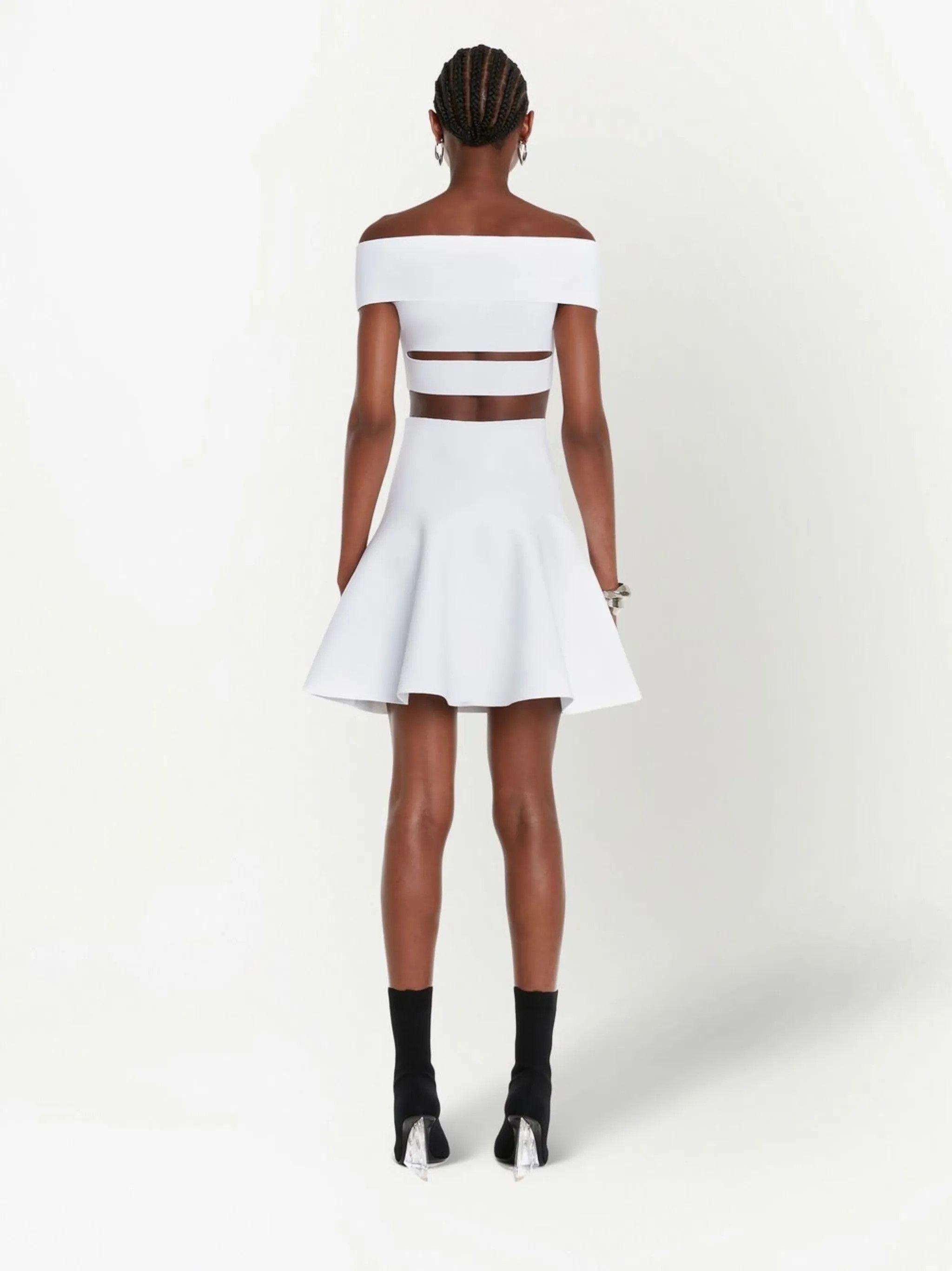 Alexander McQueen o1y0325 Mini Dress in White Size XS / US 0-2 / IT 36-38 - 4 Thumbnail