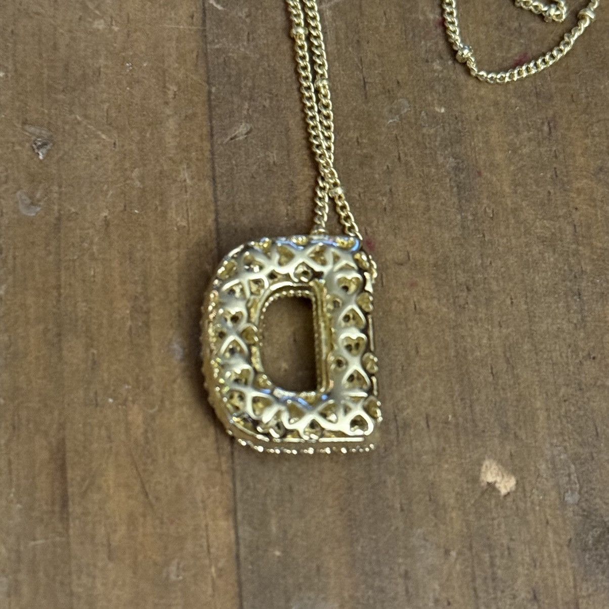 Other Gold tone puffy pave initial letter D pendant necklace Size ONE SIZE - 5 Thumbnail