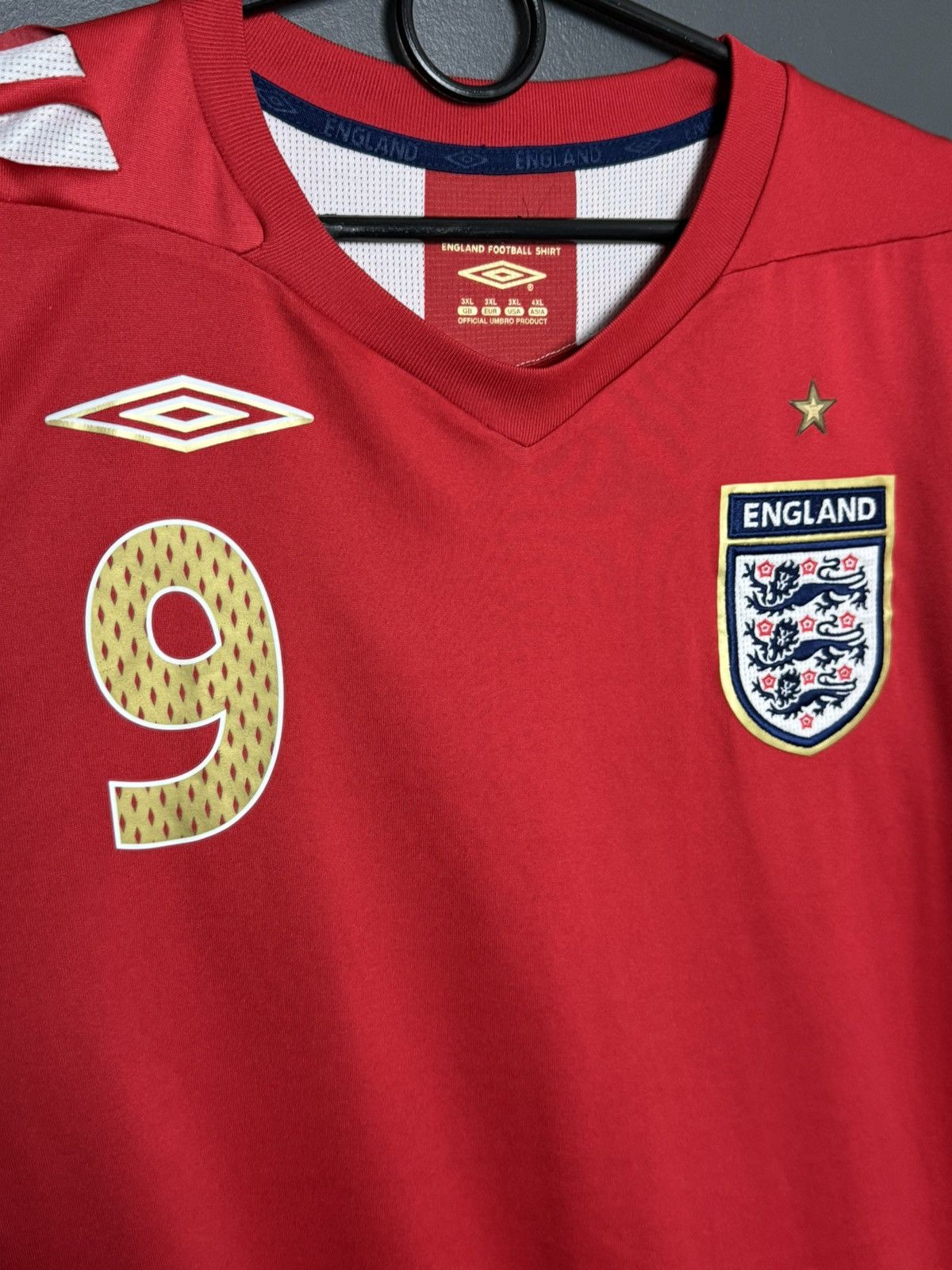 Umbro 3XL England National Team 06/08 Away Rooney Football Jersey Size US XXL / EU 58 / 5 - 4 Thumbnail