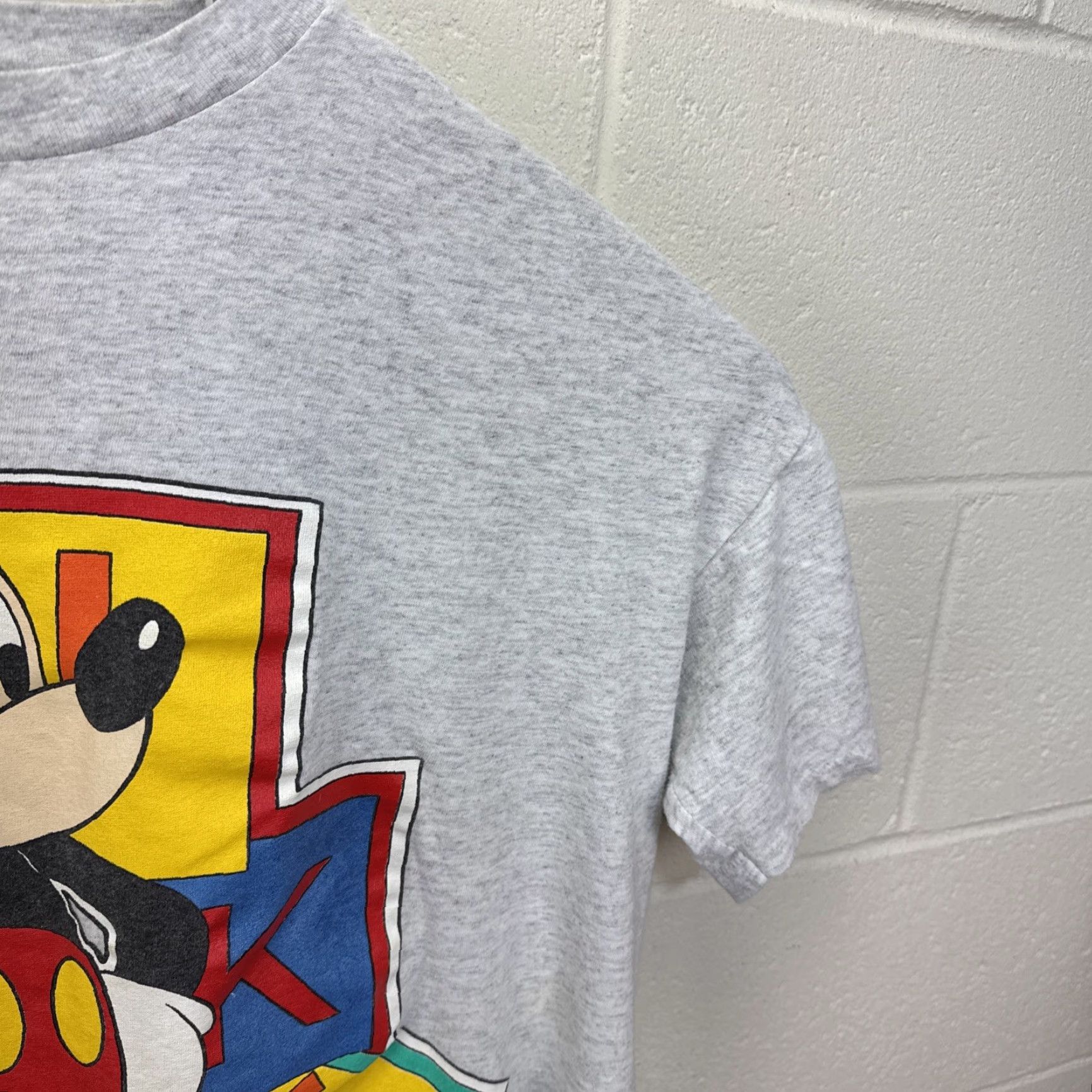 Disney VINTAGE Walt Disney T Shirt Mickey Mouse Gray Blocks Men's XL Big Print Size US XL / EU 56 / 4 - 6 Thumbnail